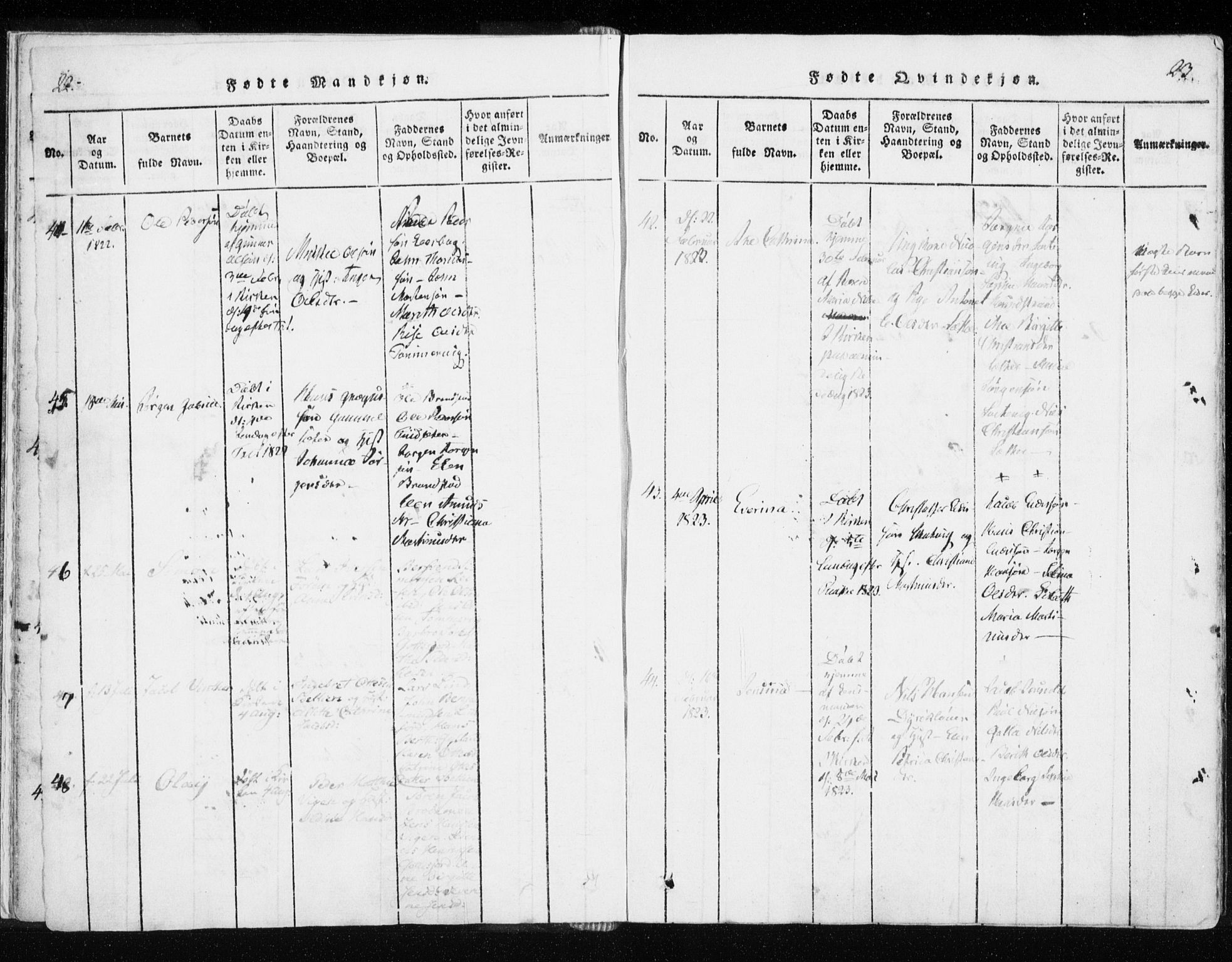 Tranøy sokneprestkontor, AV/SATØ-S-1313/I/Ia/Iaa/L0004kirke: Ministerialbok nr. 4, 1820-1829, s. 22-23