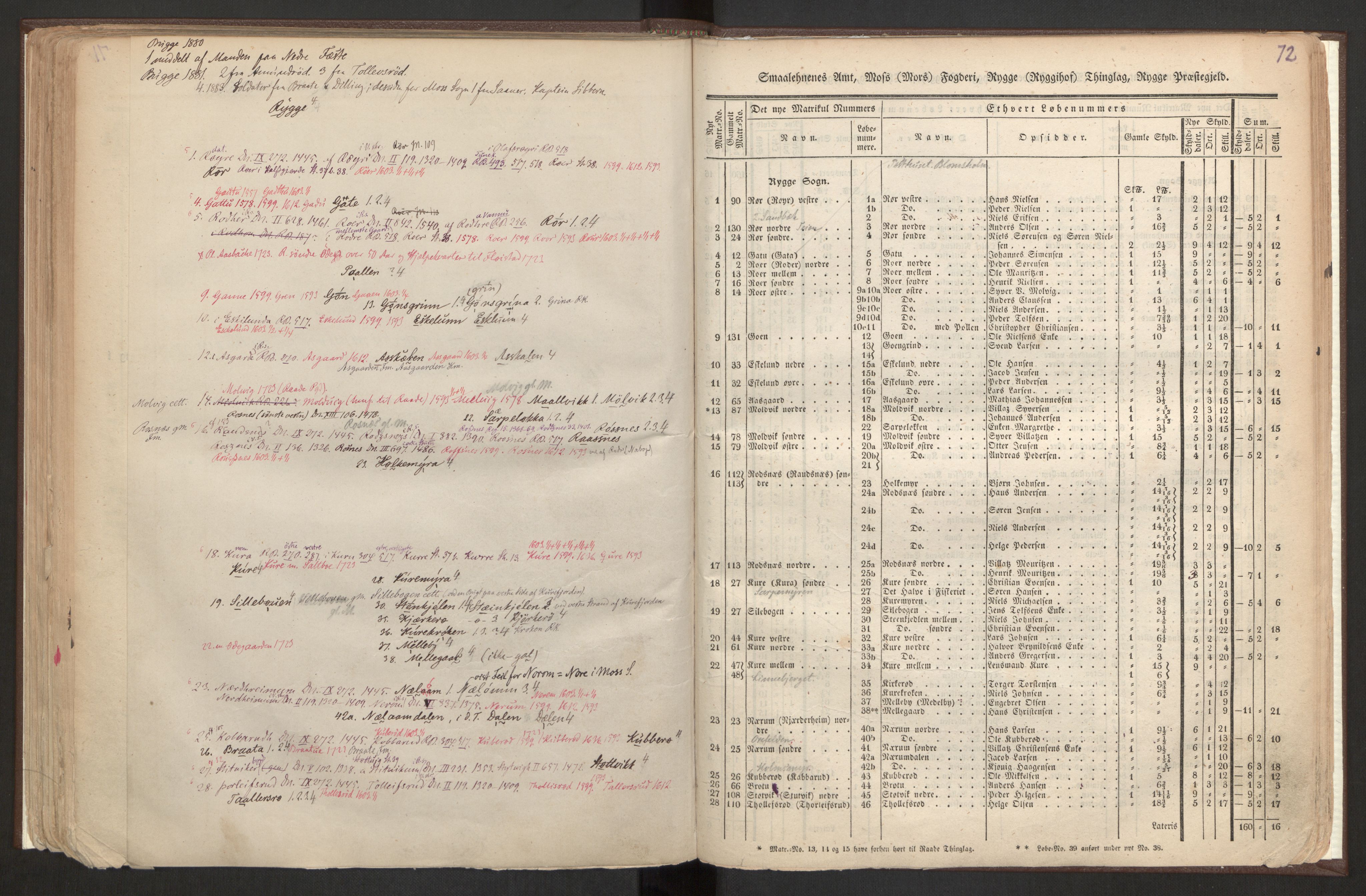 Rygh, AV/RA-PA-0034/F/Fb/L0001: Matrikkelen for 1838 - Smaalenes amt (Østfold fylke), 1838, s. 72b