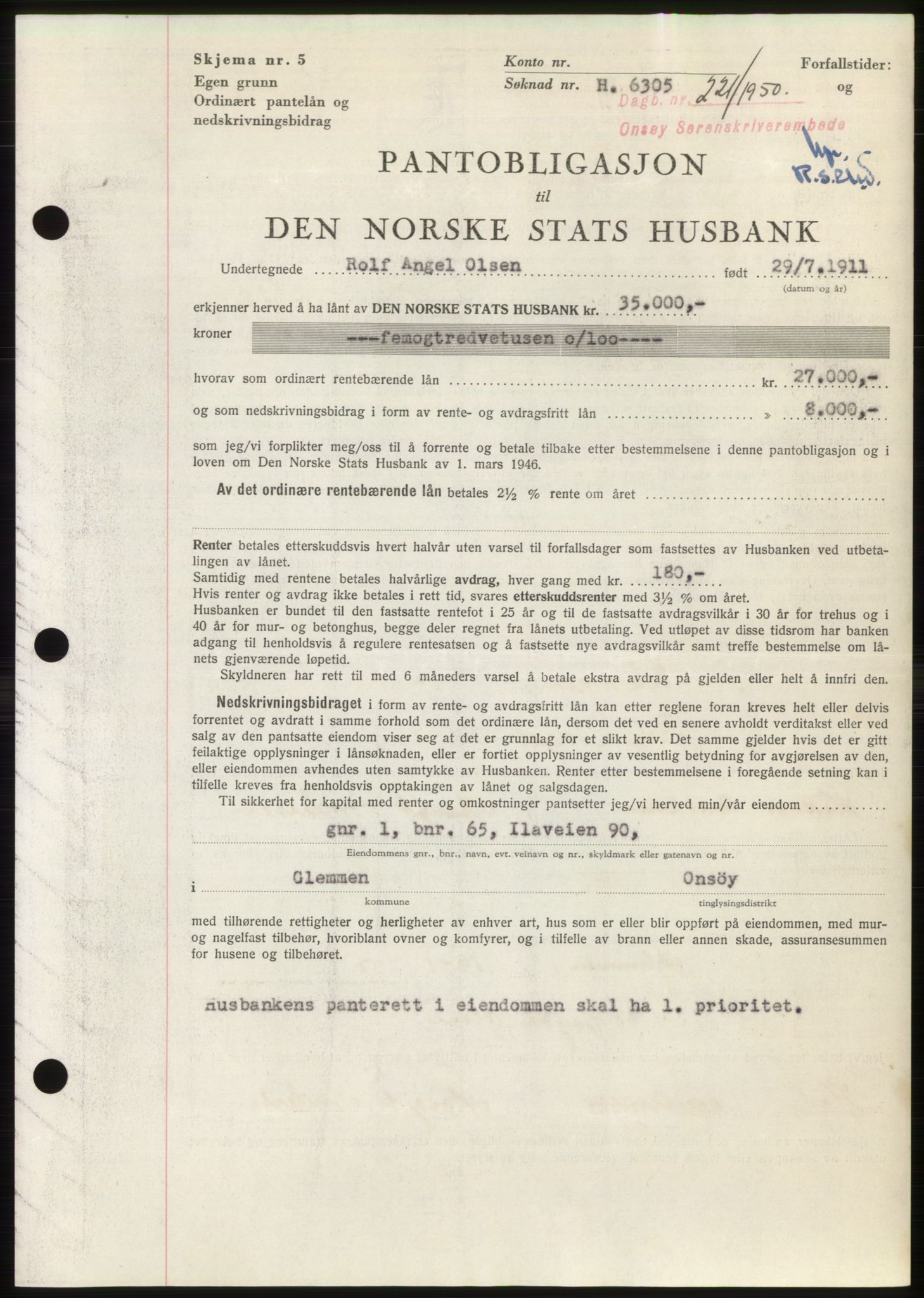 Onsøy sorenskriveri, SAO/A-10474/G/Ga/Gac/L0009: Pantebok nr. B 13-9, 1949-1950, Dagboknr: 221/1950