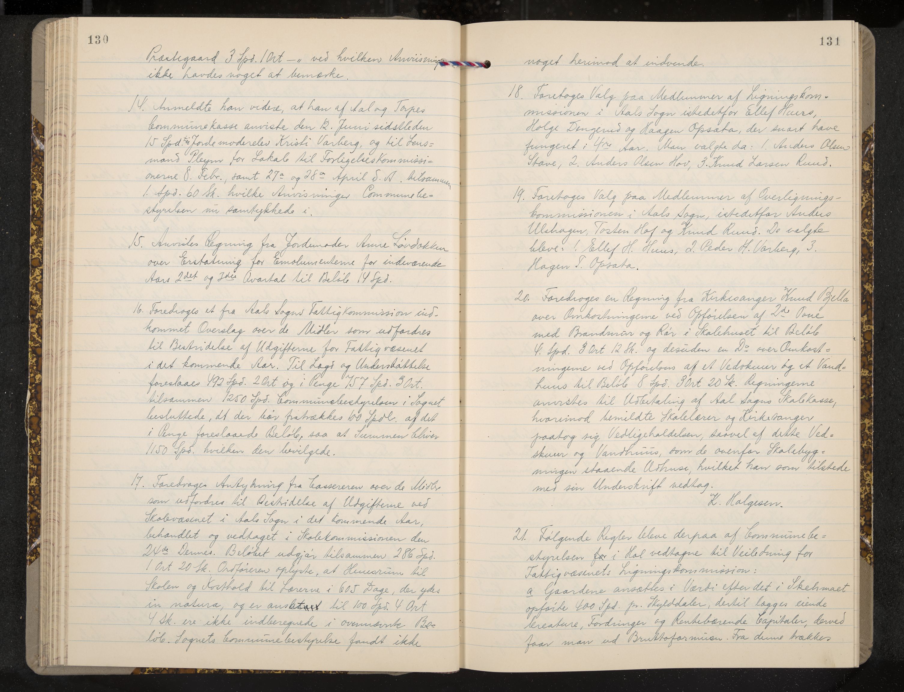 Ål formannskap og sentraladministrasjon, IKAK/0619021/A/Aa/L0003: Utskrift av møtebok, 1864-1880, s. 130-131