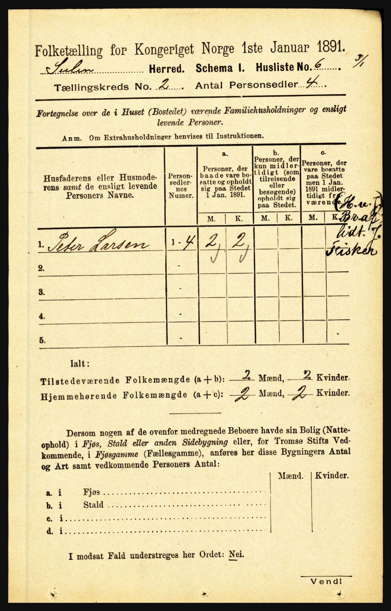 RA, Folketelling 1891 for 1412 Solund herred, 1891, s. 524