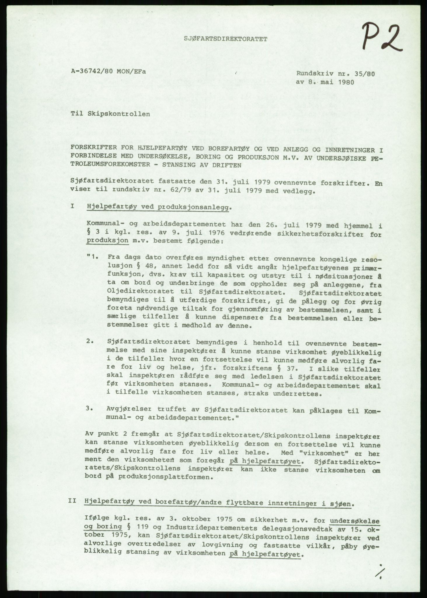 Justisdepartementet, Granskningskommisjonen ved Alexander Kielland-ulykken 27.3.1980, AV/RA-S-1165/D/L0017: P Hjelpefartøy (Doku.liste + P1-P6 av 6)/Q Hovedredningssentralen (Q0-Q27 av 27), 1980-1981, s. 25