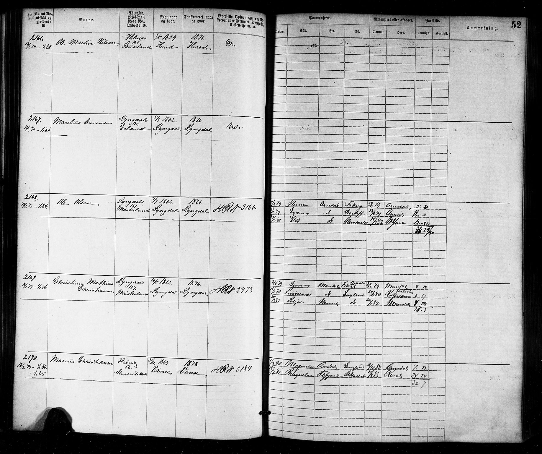 Farsund mønstringskrets, SAK/2031-0017/F/Fa/L0006: Annotasjonsrulle nr 1911-3805 med register, Z-3, 1877-1894, s. 79