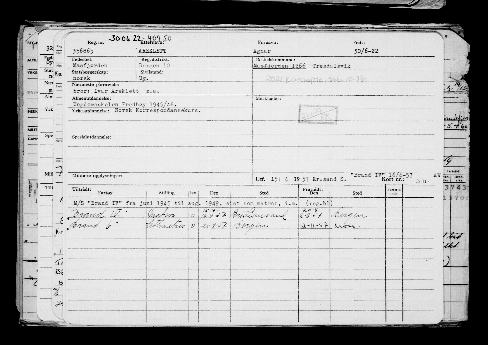 Direktoratet for sjømenn, AV/RA-S-3545/G/Gb/L0208: Hovedkort, 1922, s. 152