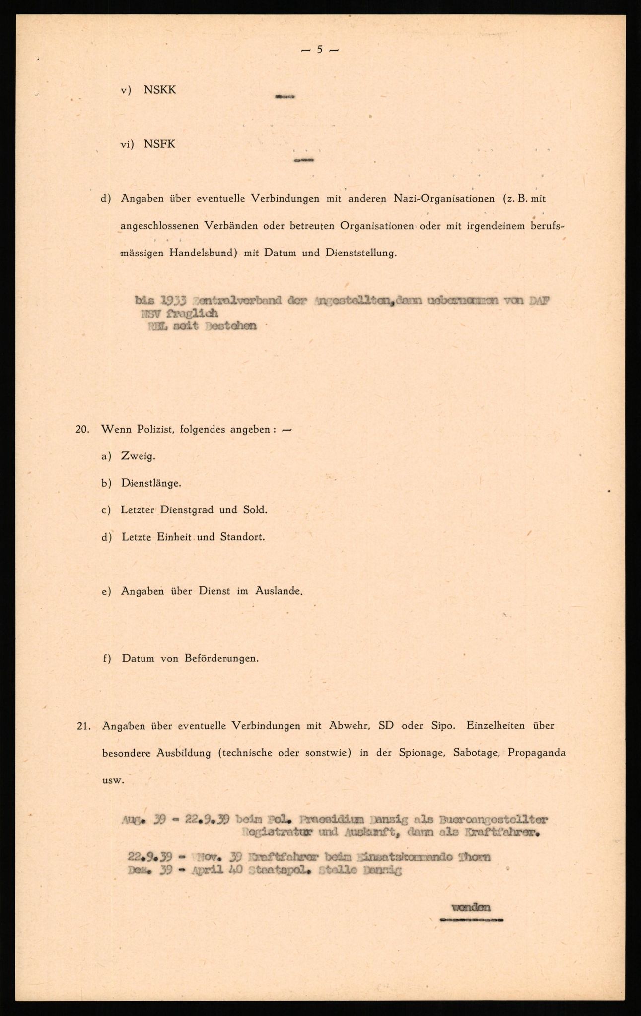 Forsvaret, Forsvarets overkommando II, AV/RA-RAFA-3915/D/Db/L0017: CI Questionaires. Tyske okkupasjonsstyrker i Norge. Tyskere., 1945-1946, s. 141