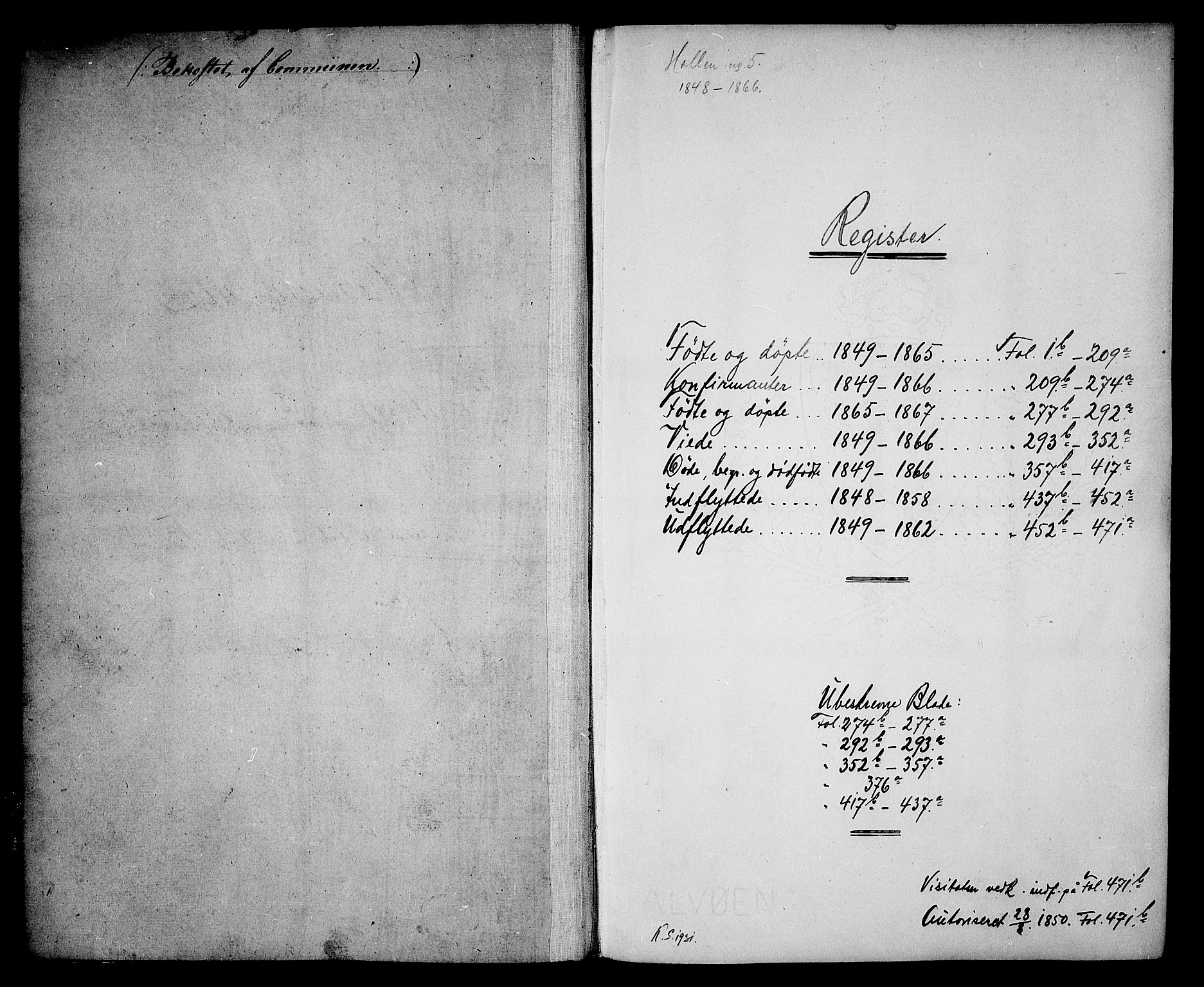 Holla kirkebøker, AV/SAKO-A-272/G/Ga/L0003: Klokkerbok nr. I 3, 1849-1866