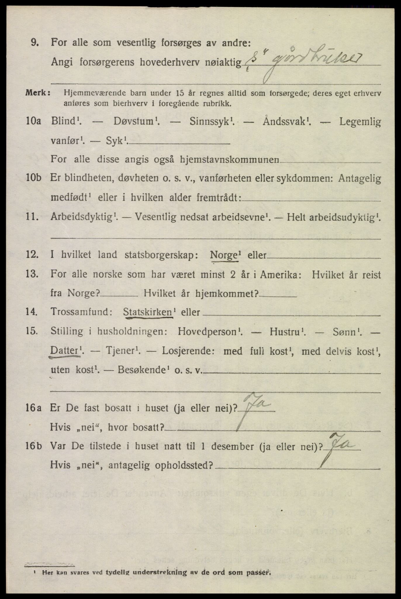 SAK, Folketelling 1920 for 1029 Sør-Audnedal herred, 1920, s. 6704