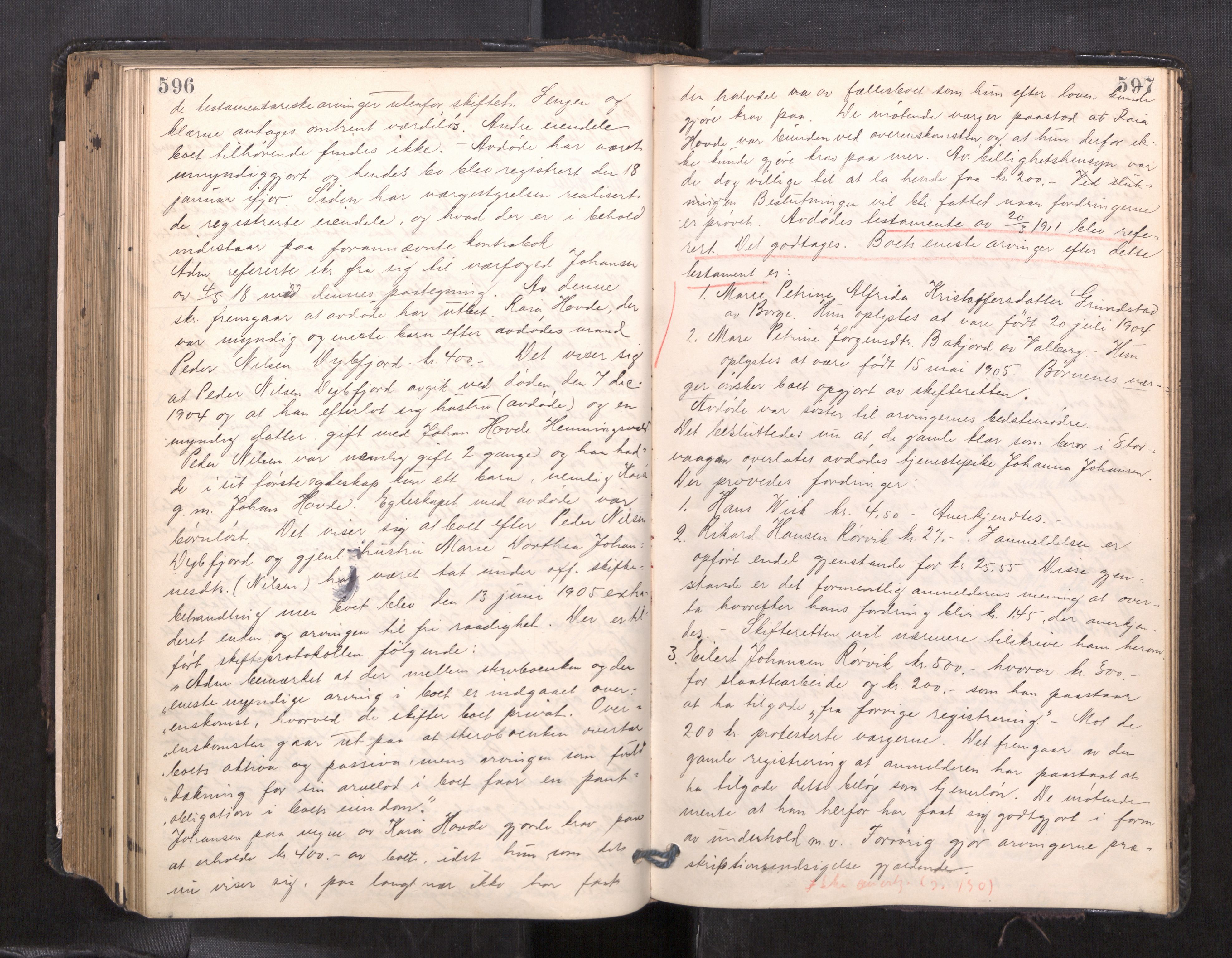 Lofoten sorenskriveri, AV/SAT-A-0017/1/3/3B/L0009: Skifteforhandlings-protokoll, 1914-1919, s. 596-597