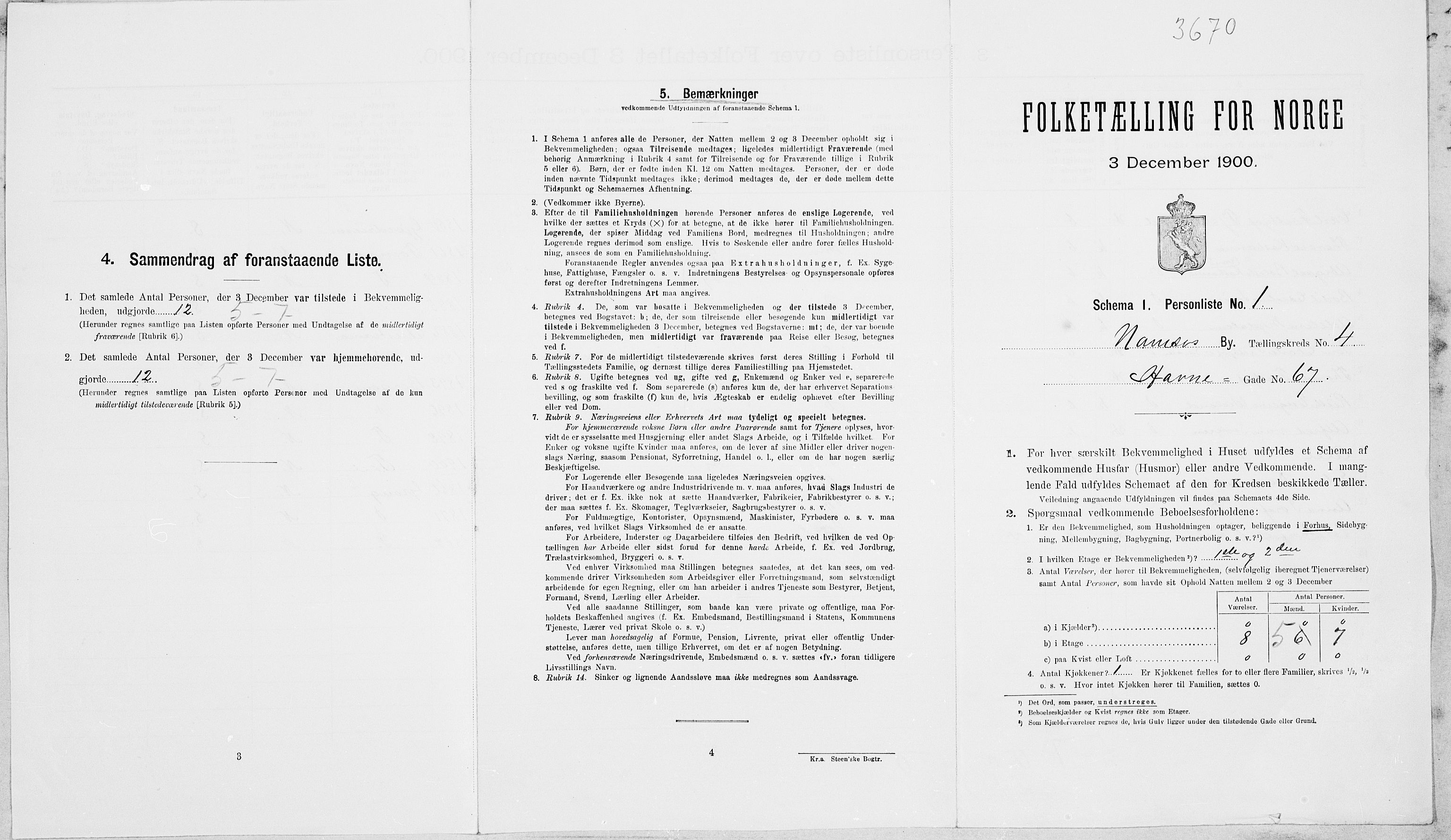 SAT, Folketelling 1900 for 1703 Namsos ladested, 1900, s. 818