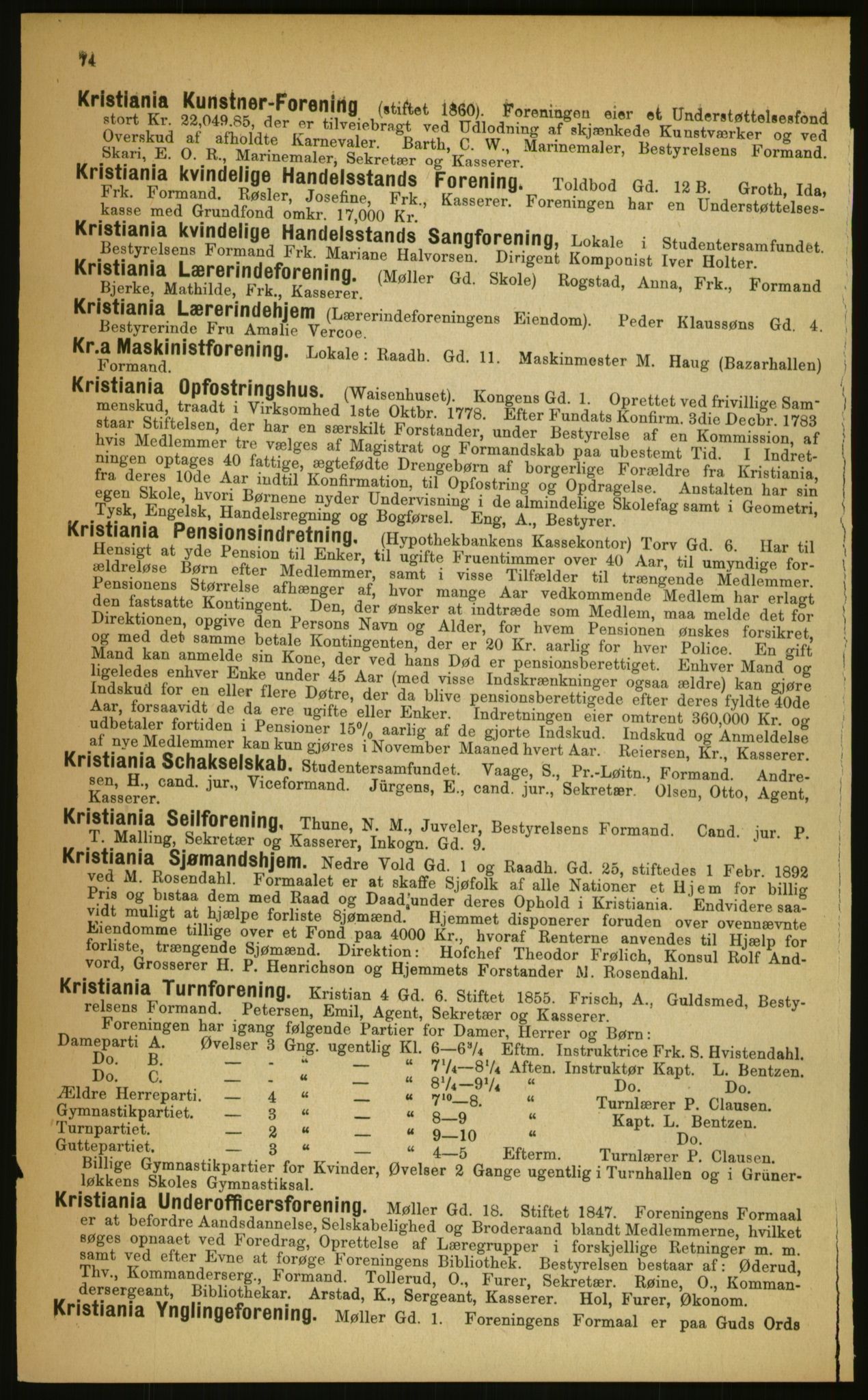 Kristiania/Oslo adressebok, PUBL/-, 1899, s. 74