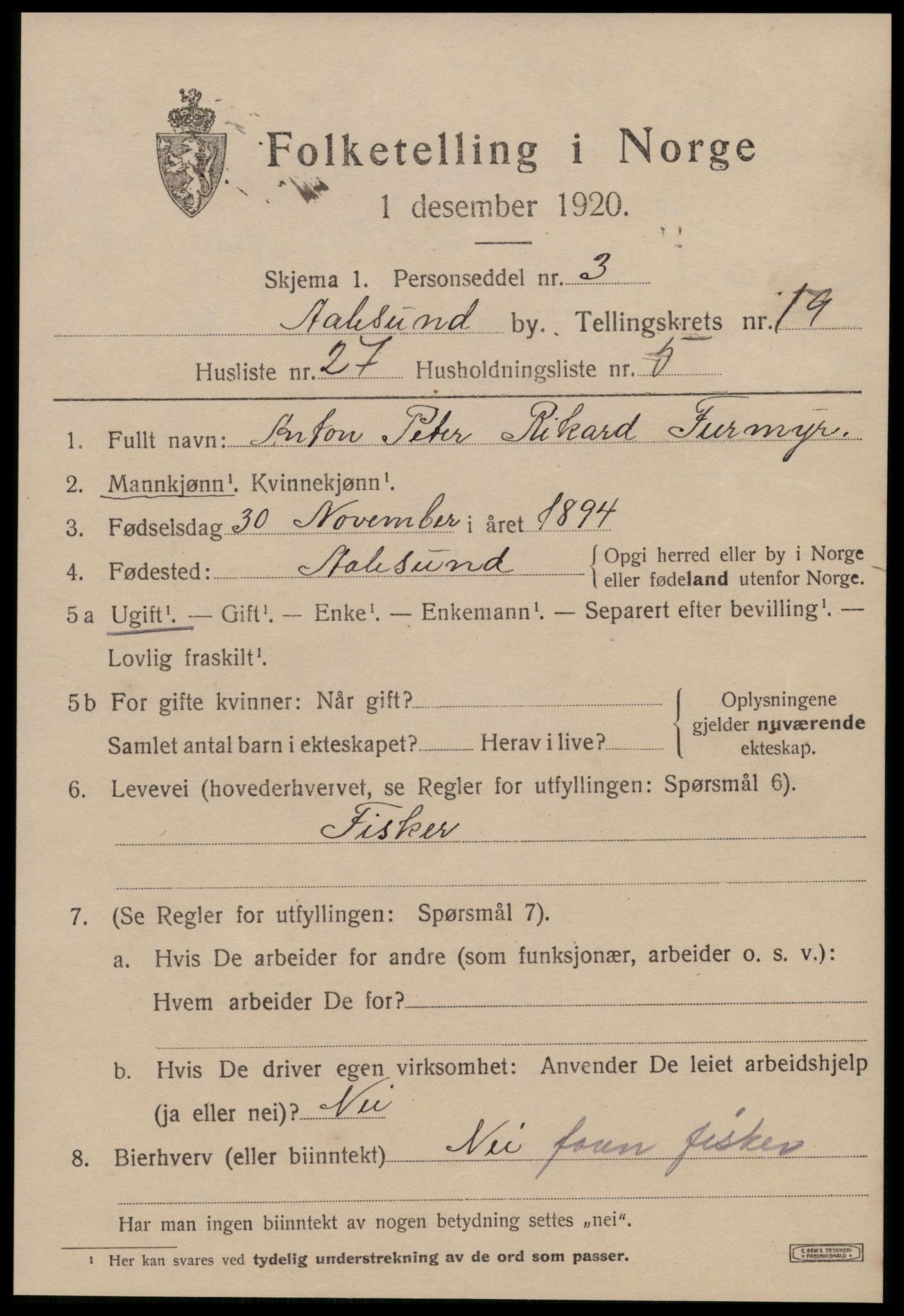 SAT, Folketelling 1920 for 1501 Ålesund kjøpstad, 1920, s. 36986