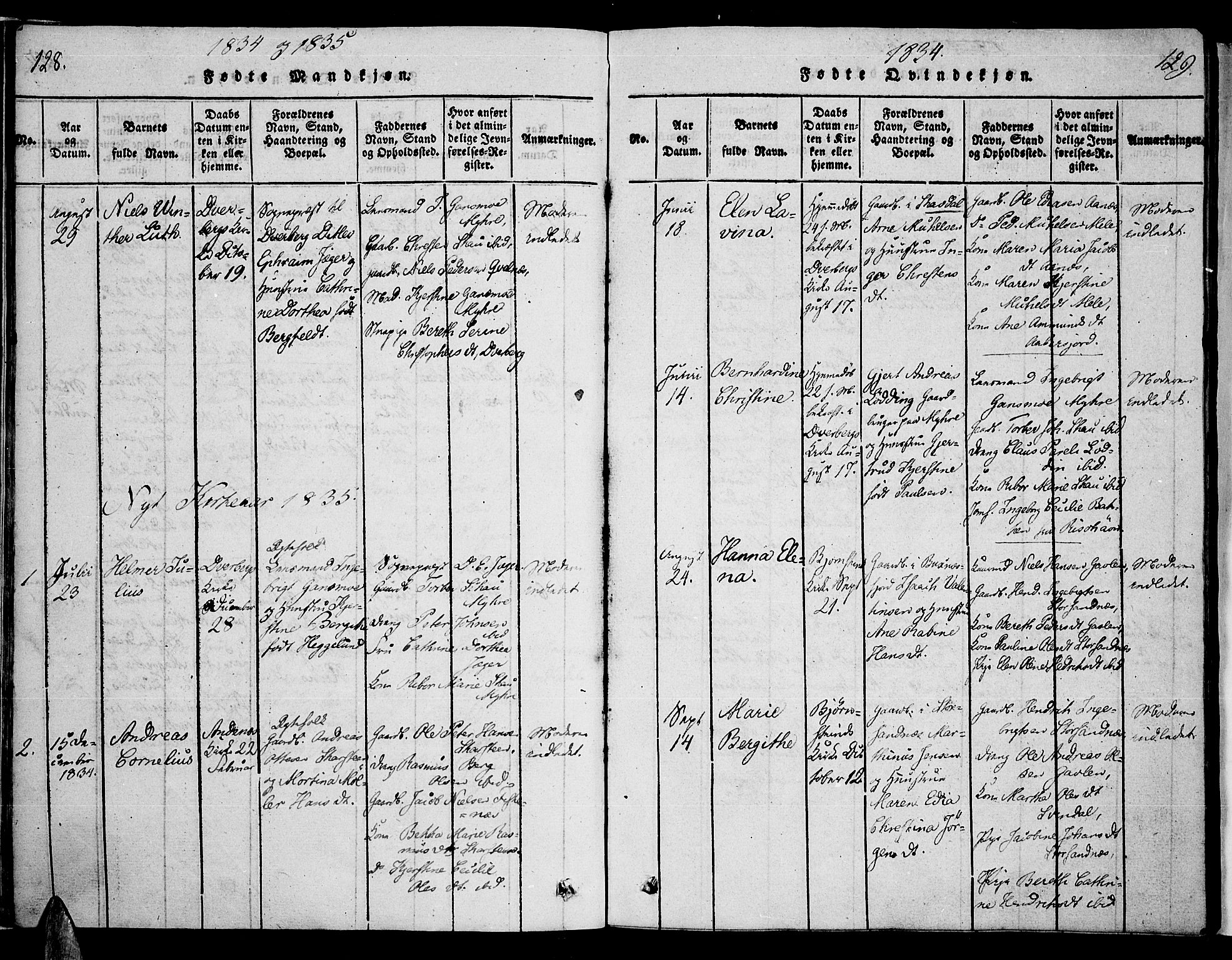 Ministerialprotokoller, klokkerbøker og fødselsregistre - Nordland, AV/SAT-A-1459/897/L1395: Ministerialbok nr. 897A03, 1820-1841, s. 128-129