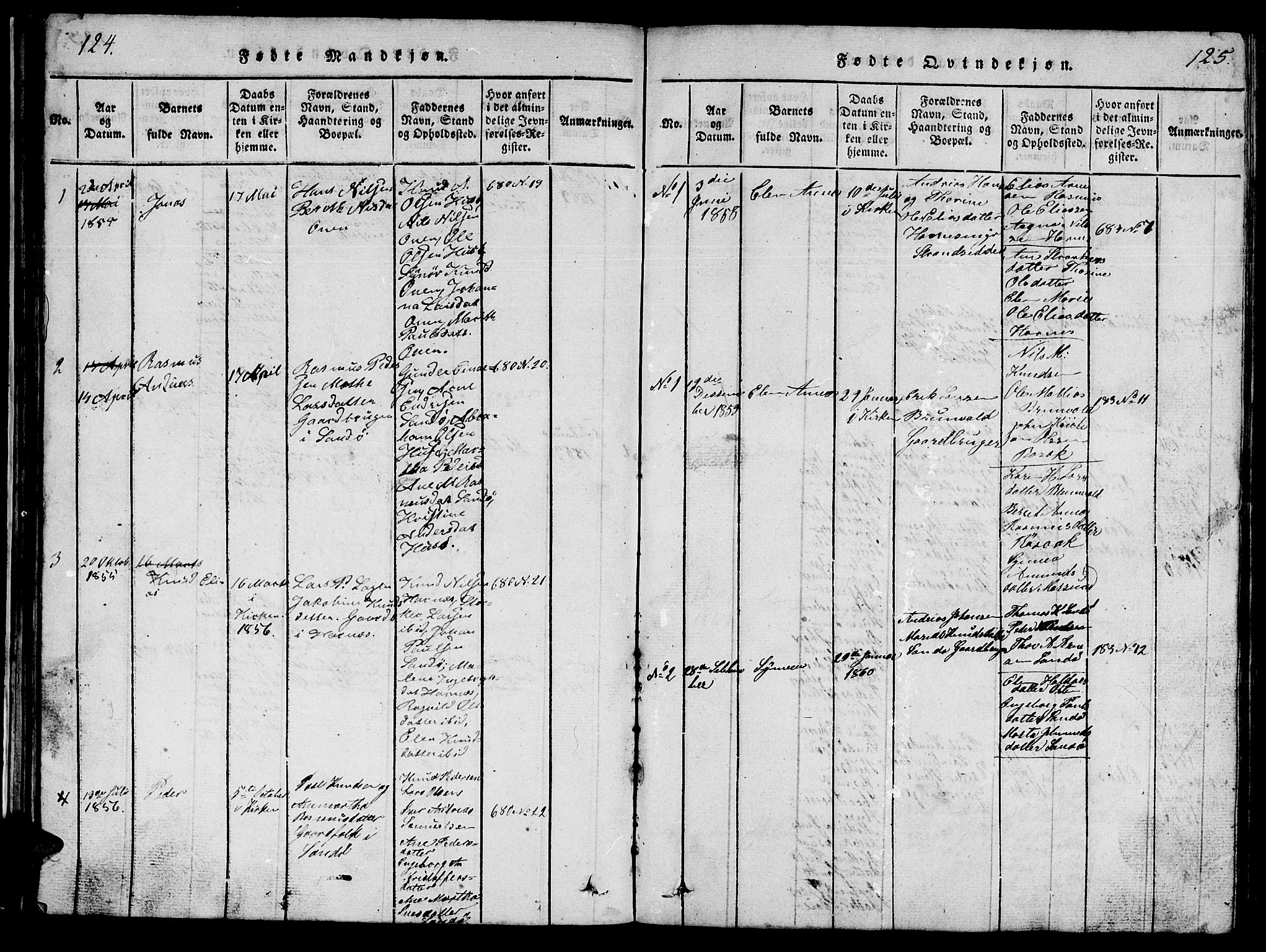 Ministerialprotokoller, klokkerbøker og fødselsregistre - Møre og Romsdal, AV/SAT-A-1454/561/L0731: Klokkerbok nr. 561C01, 1817-1867, s. 124-125