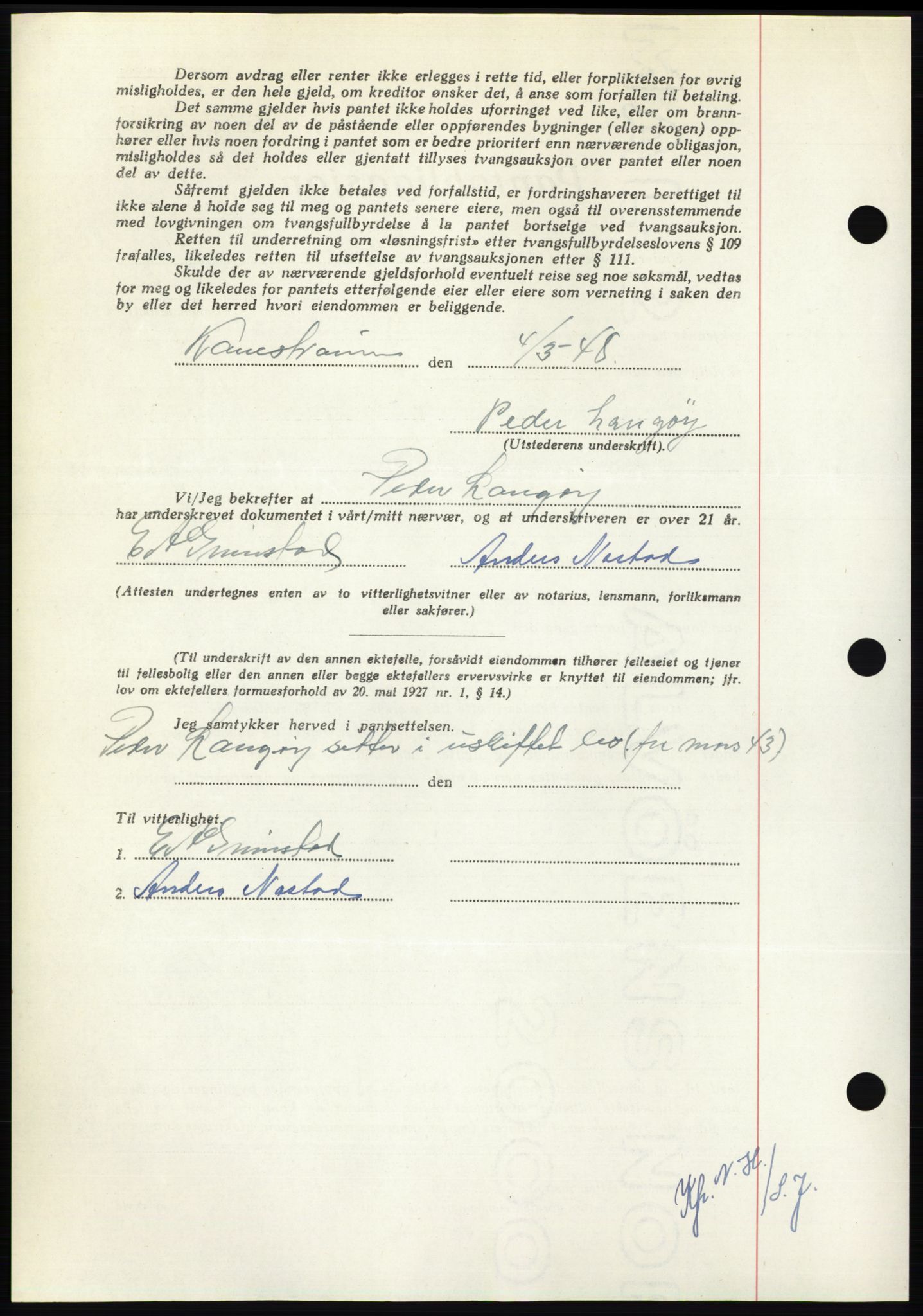 Nordmøre sorenskriveri, AV/SAT-A-4132/1/2/2Ca: Pantebok nr. B98, 1948-1948, Dagboknr: 651/1948