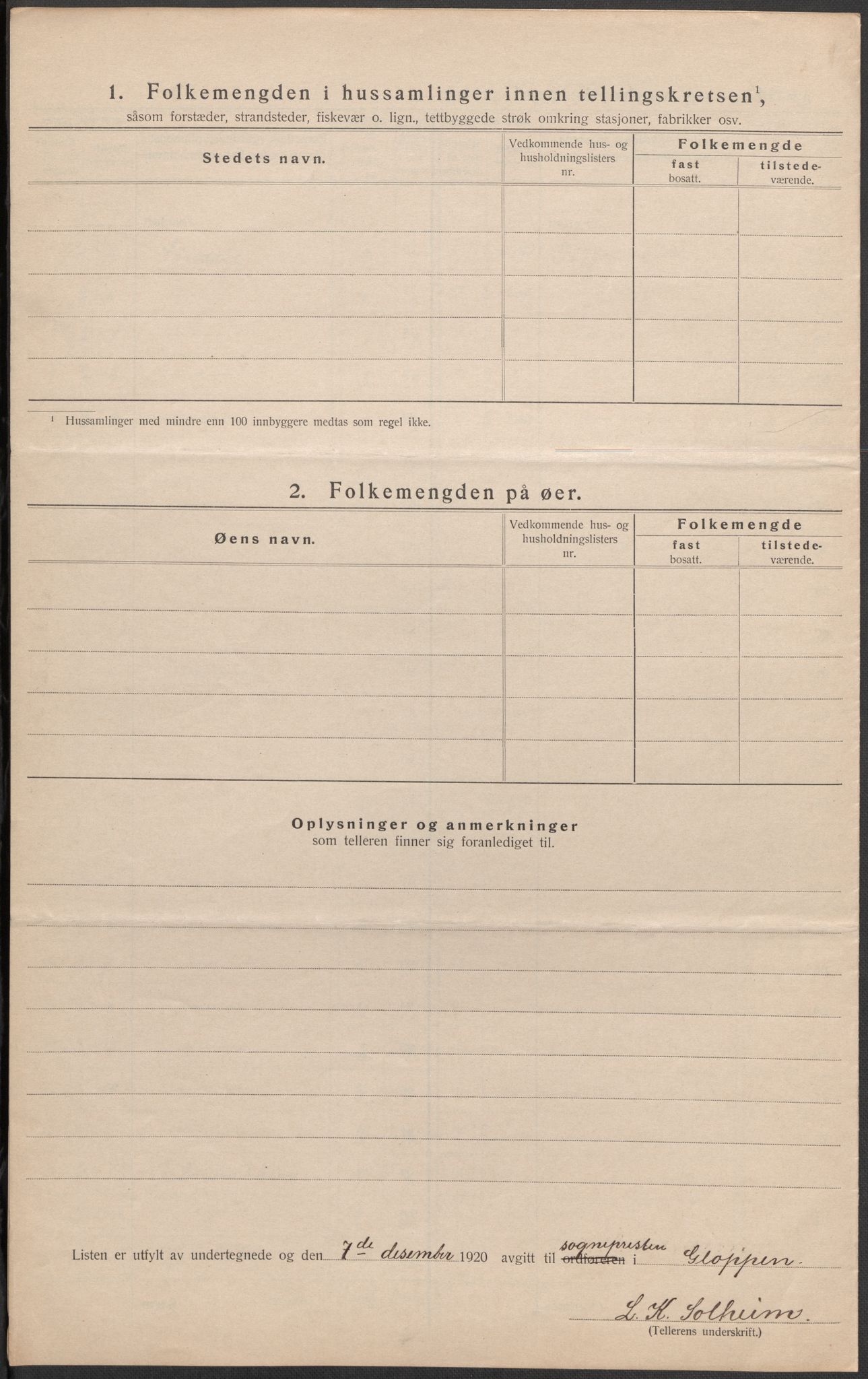 SAB, Folketelling 1920 for 1445 Gloppen herred, 1920, s. 11