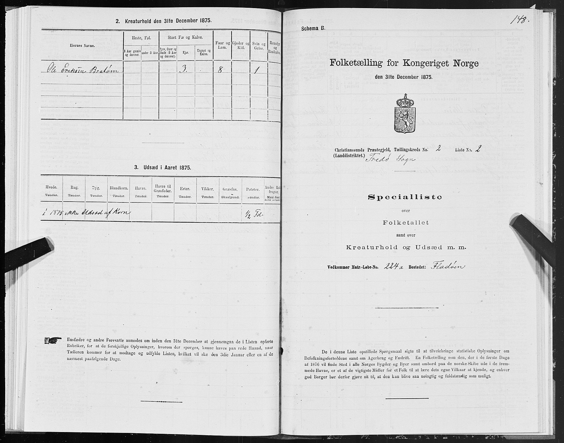 SAT, Folketelling 1875 for 1556L Kristiansund prestegjeld, Frei sokn og Grip sokn, 1875, s. 1148