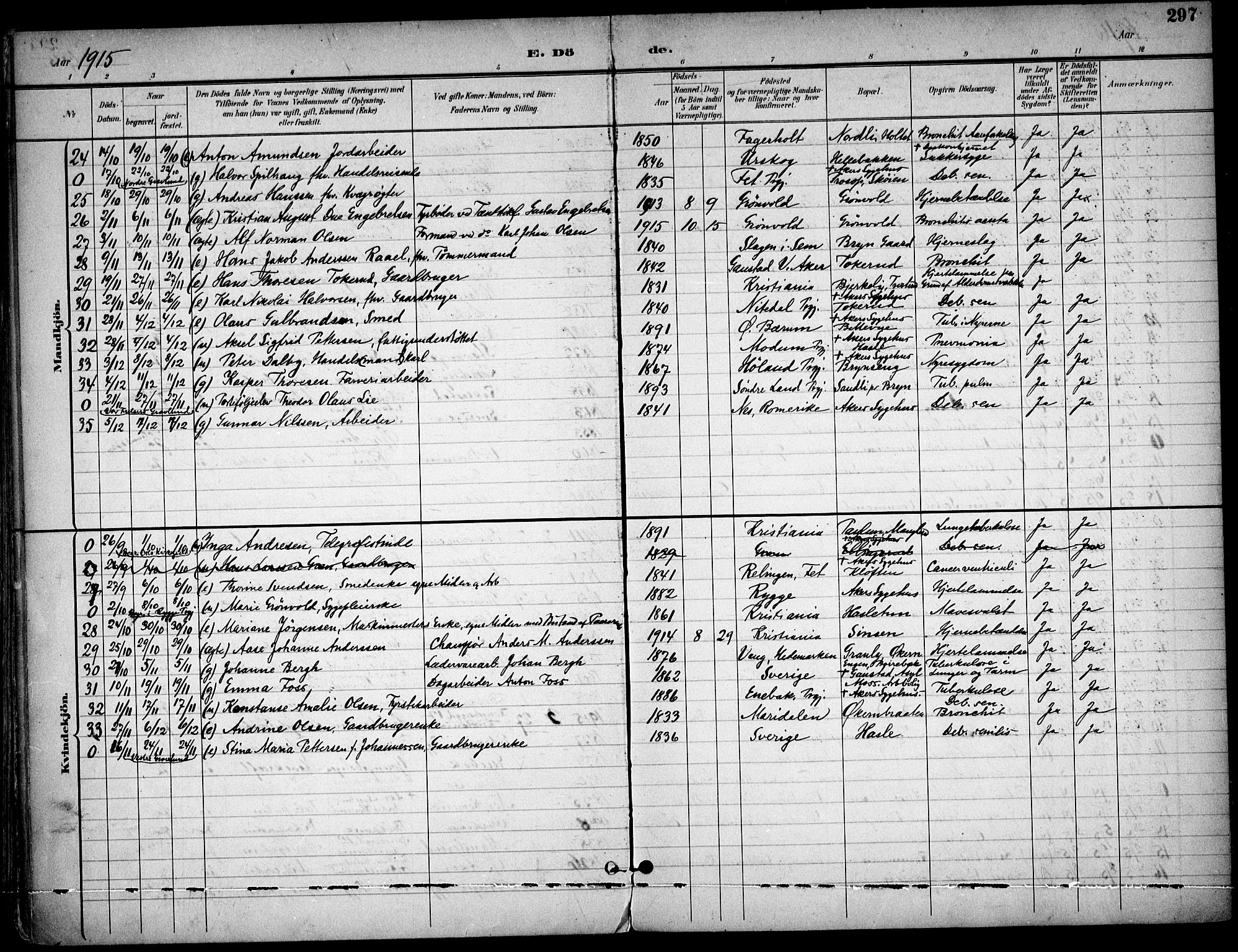 Østre Aker prestekontor Kirkebøker, AV/SAO-A-10840/F/Fa/L0011: Ministerialbok nr. I 11, 1895-1917, s. 297