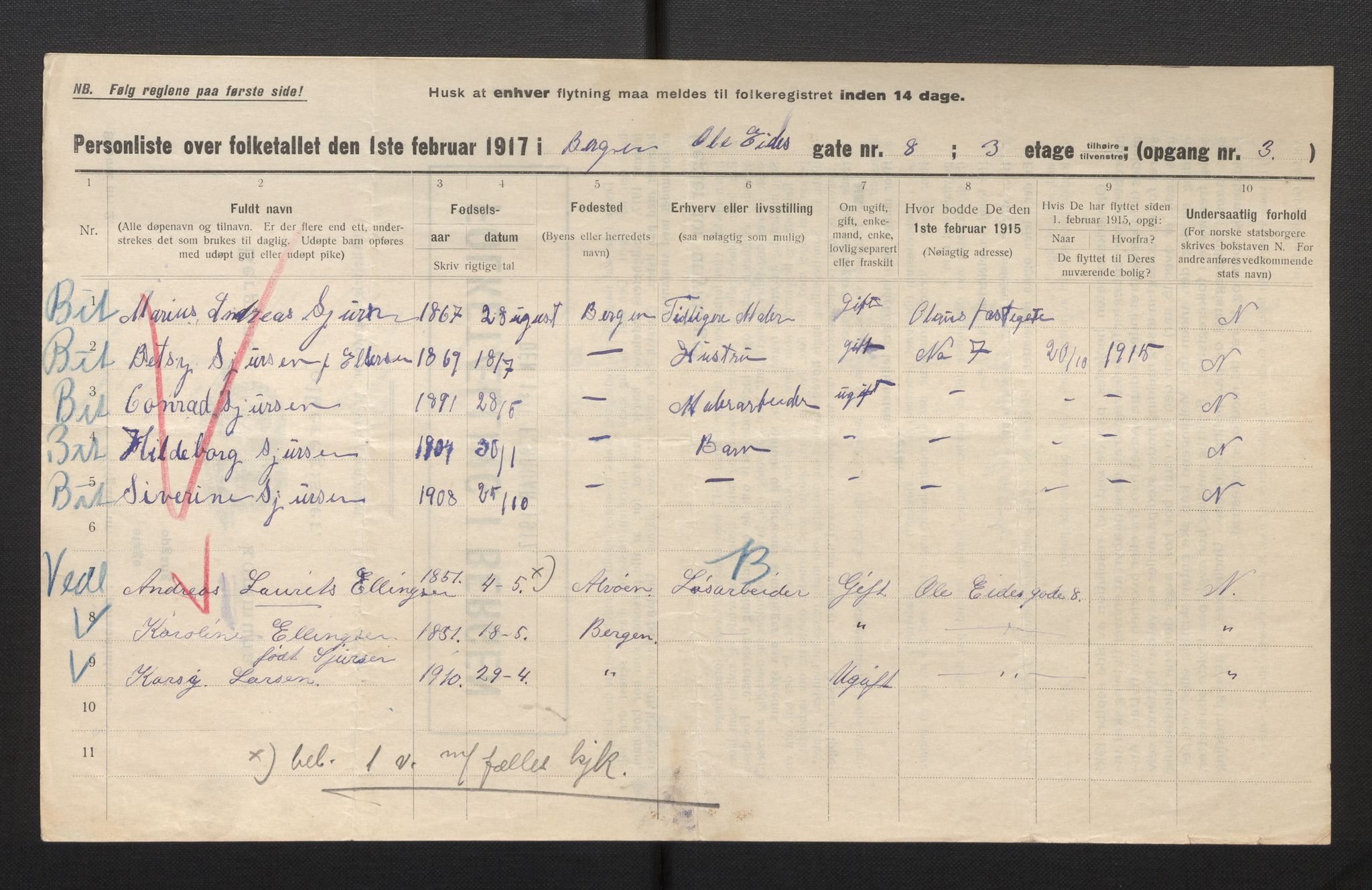 SAB, Kommunal folketelling 1917 for Bergen kjøpstad, 1917, s. 29387