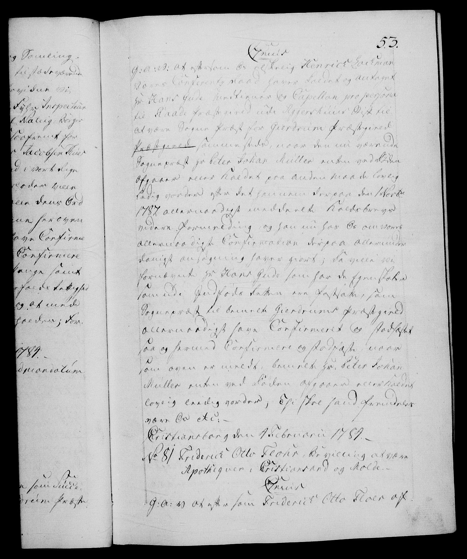 Danske Kanselli 1572-1799, AV/RA-EA-3023/F/Fc/Fca/Fcaa/L0050: Norske registre, 1784-1785, s. 53a
