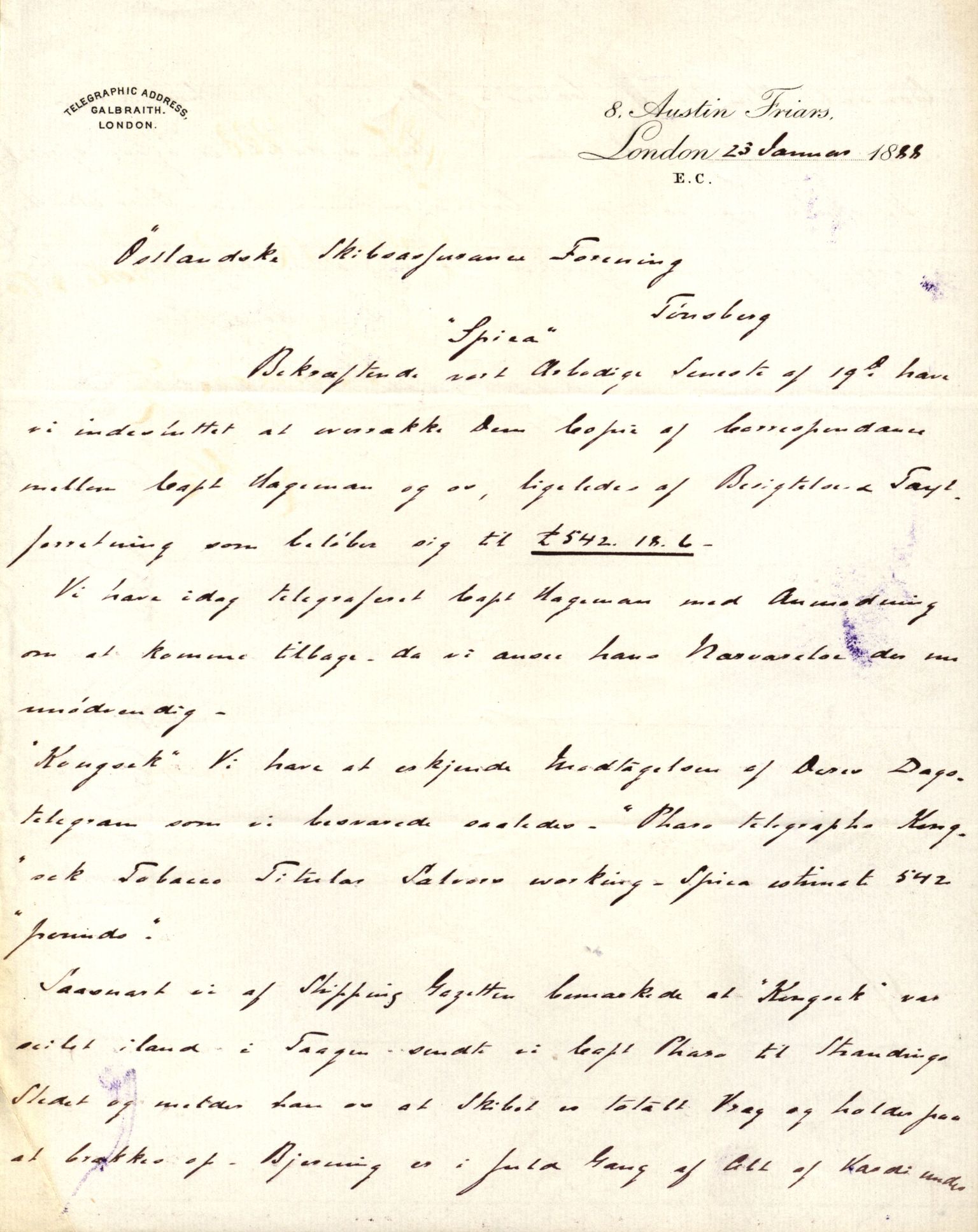 Pa 63 - Østlandske skibsassuranceforening, VEMU/A-1079/G/Ga/L0021/0005: Havaridokumenter / Haabet, Louise, Kvik, Libra, Kongsek, Ispilen, 1888, s. 37