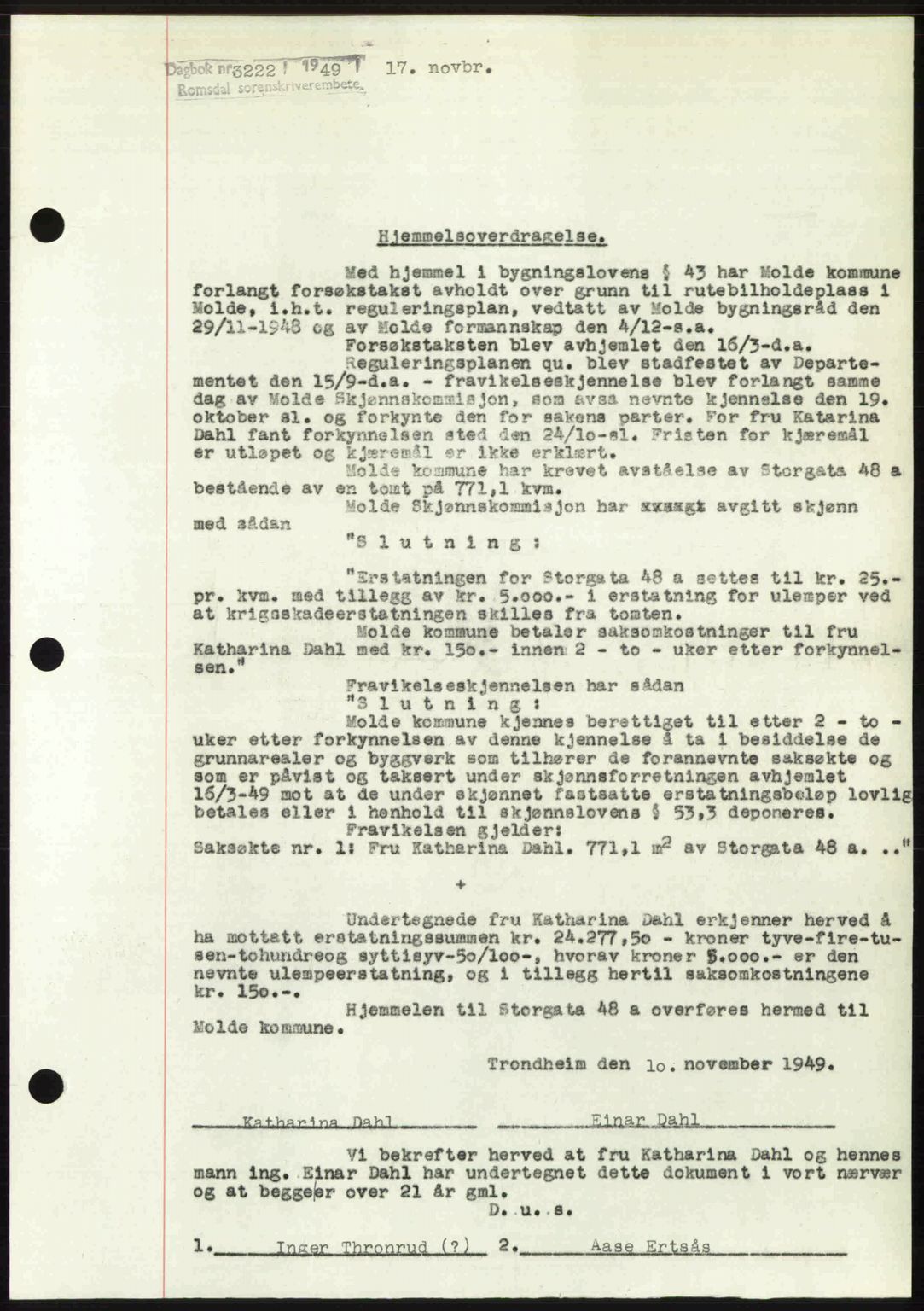 Romsdal sorenskriveri, SAT/A-4149/1/2/2C: Pantebok nr. A31, 1949-1949, Dagboknr: 3222/1949