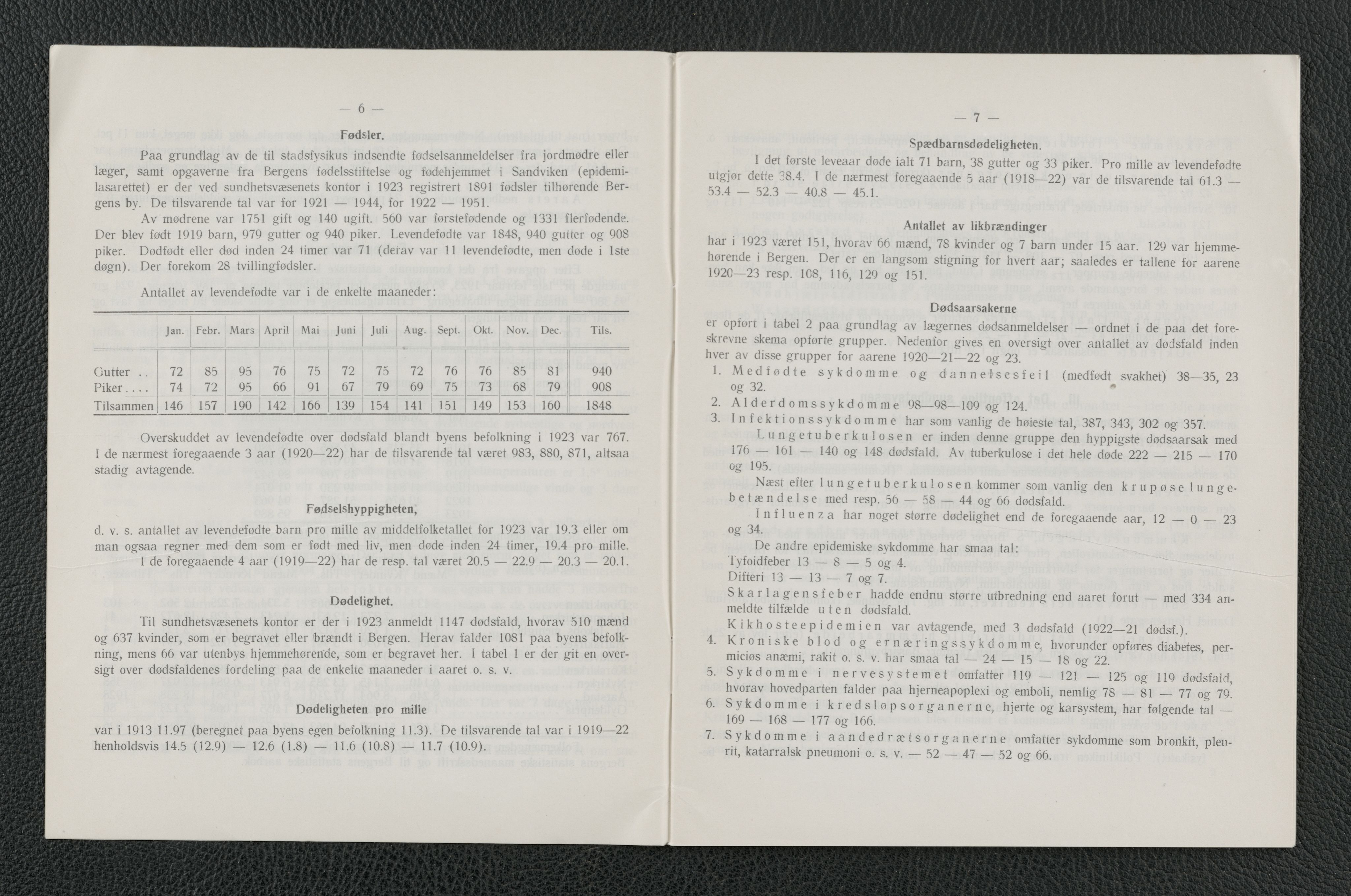 Bergen kommune, Sunnhetsvesen (Bergen helseråd), BBA/A-2617/X/Xa/L0016: Årsmelding, 1923