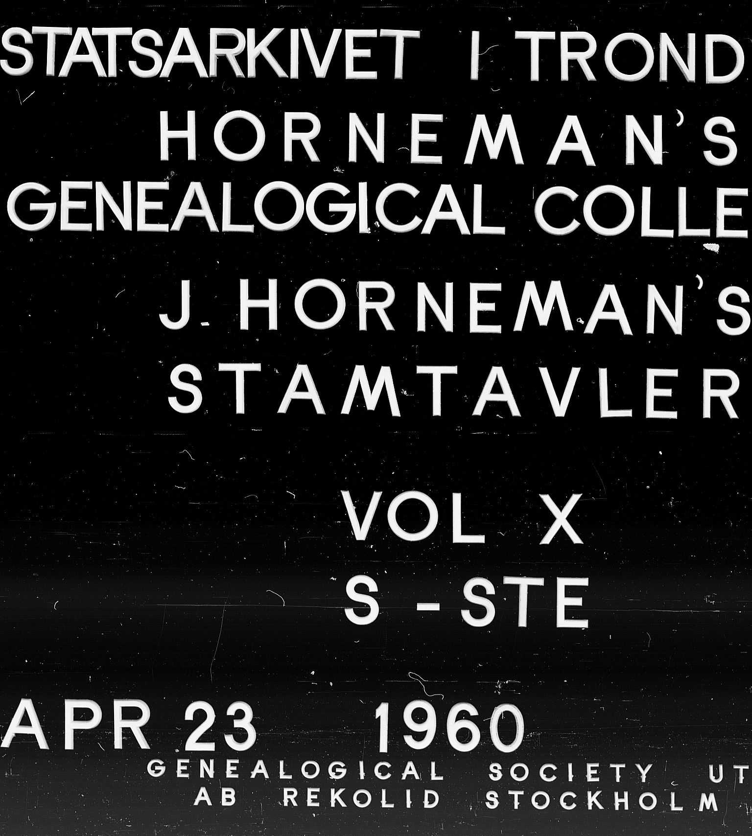 Hornemans samlinger, SAT/PA-X/A/L0010: Sa - Ste, 1600-1886