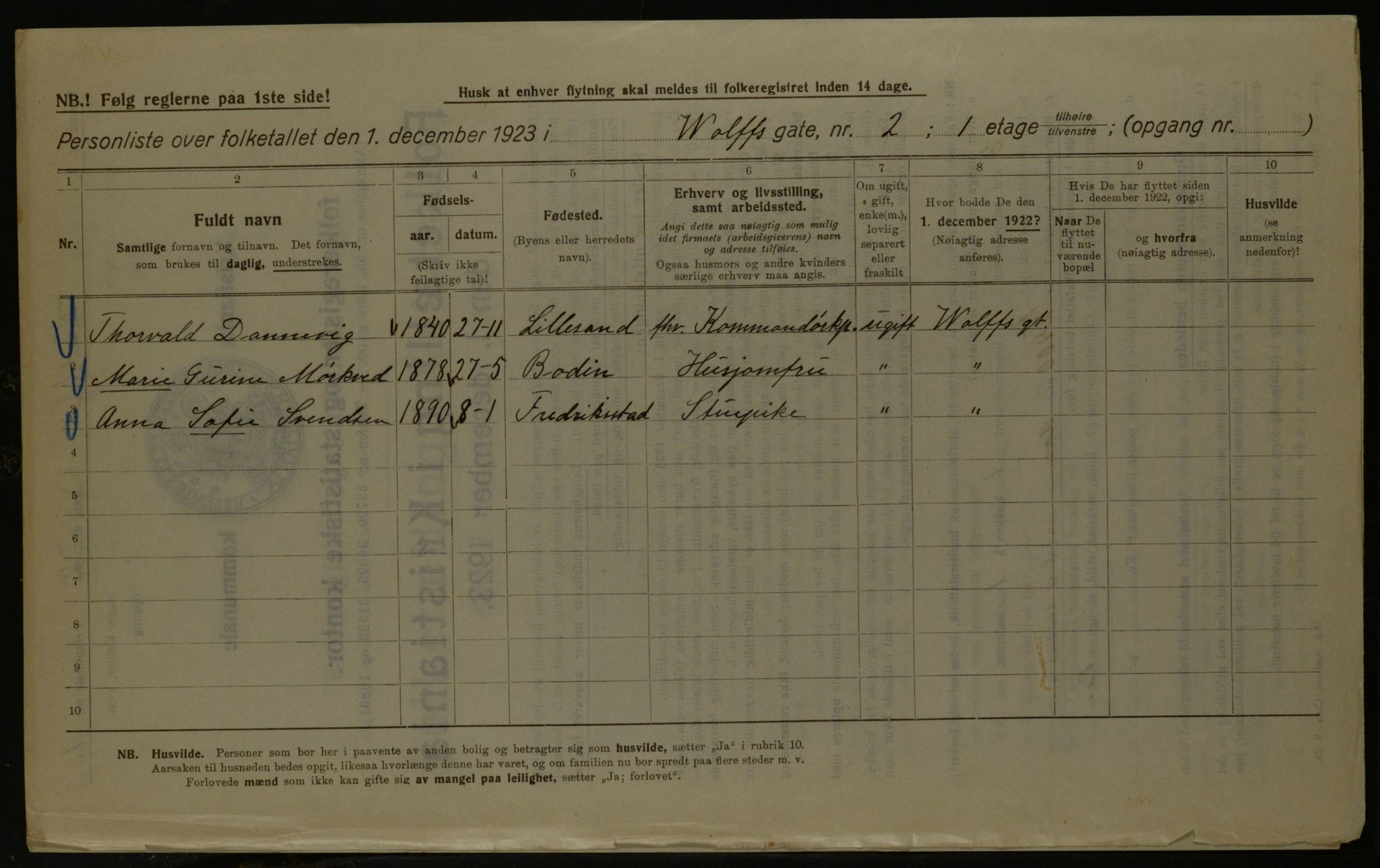 OBA, Kommunal folketelling 1.12.1923 for Kristiania, 1923, s. 141756