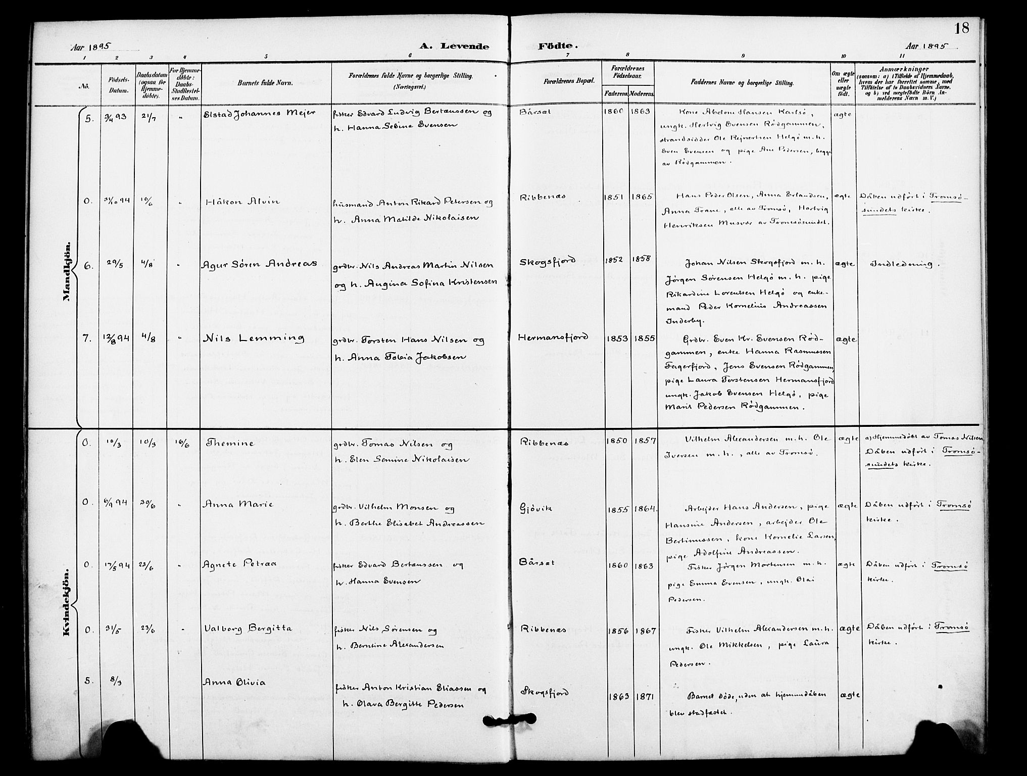 Karlsøy sokneprestembete, AV/SATØ-S-1299/H/Ha/Haa/L0012kirke: Ministerialbok nr. 12, 1892-1902, s. 18