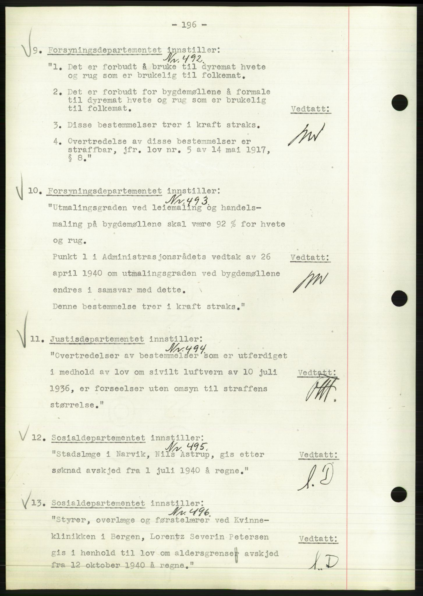 Administrasjonsrådet, AV/RA-S-1004/A/L0002: Vedtaksprotokoll 16/4-25/9, 1940, s. 200