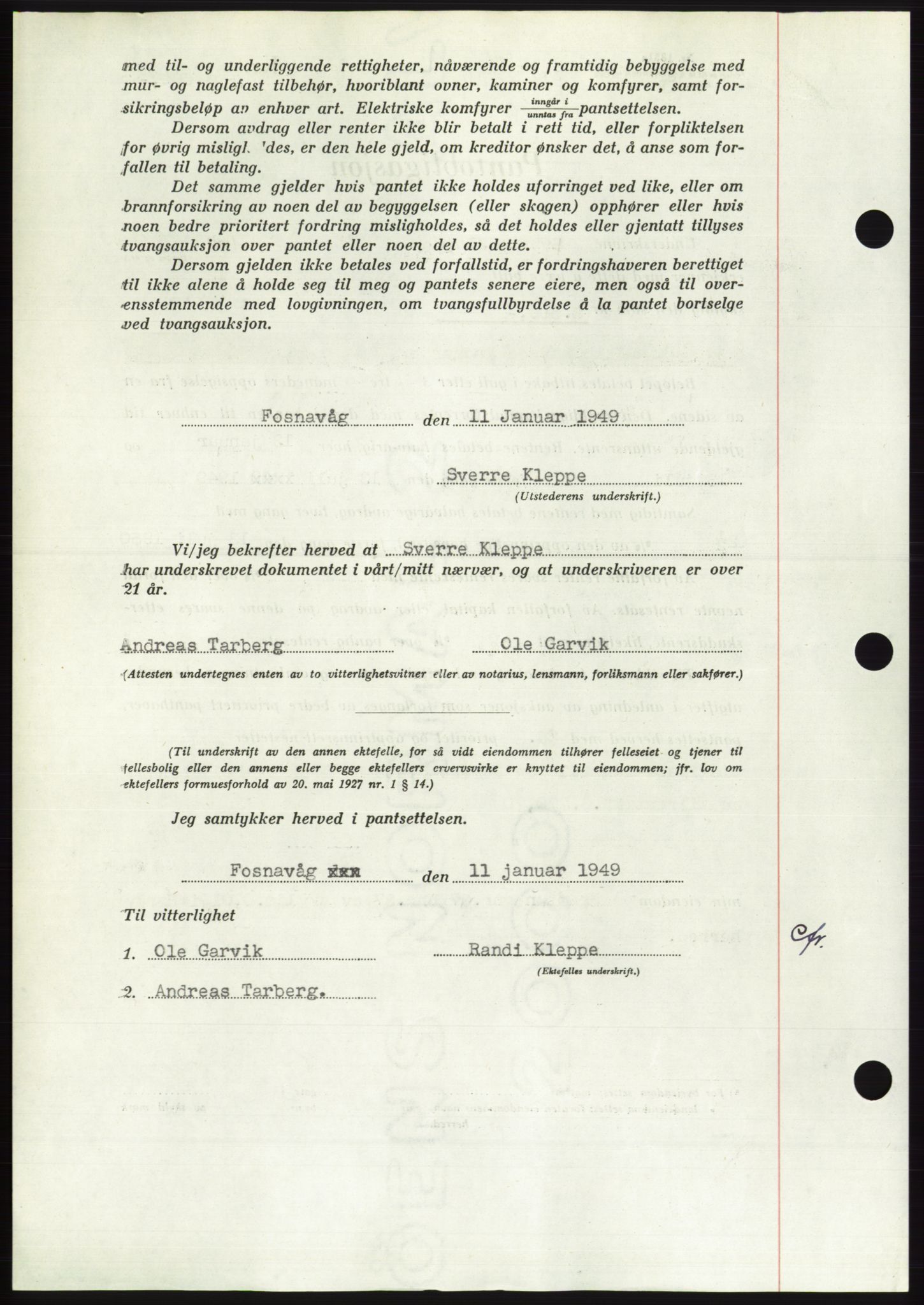 Søre Sunnmøre sorenskriveri, AV/SAT-A-4122/1/2/2C/L0116: Pantebok nr. 4B, 1948-1949, Dagboknr: 246/1949