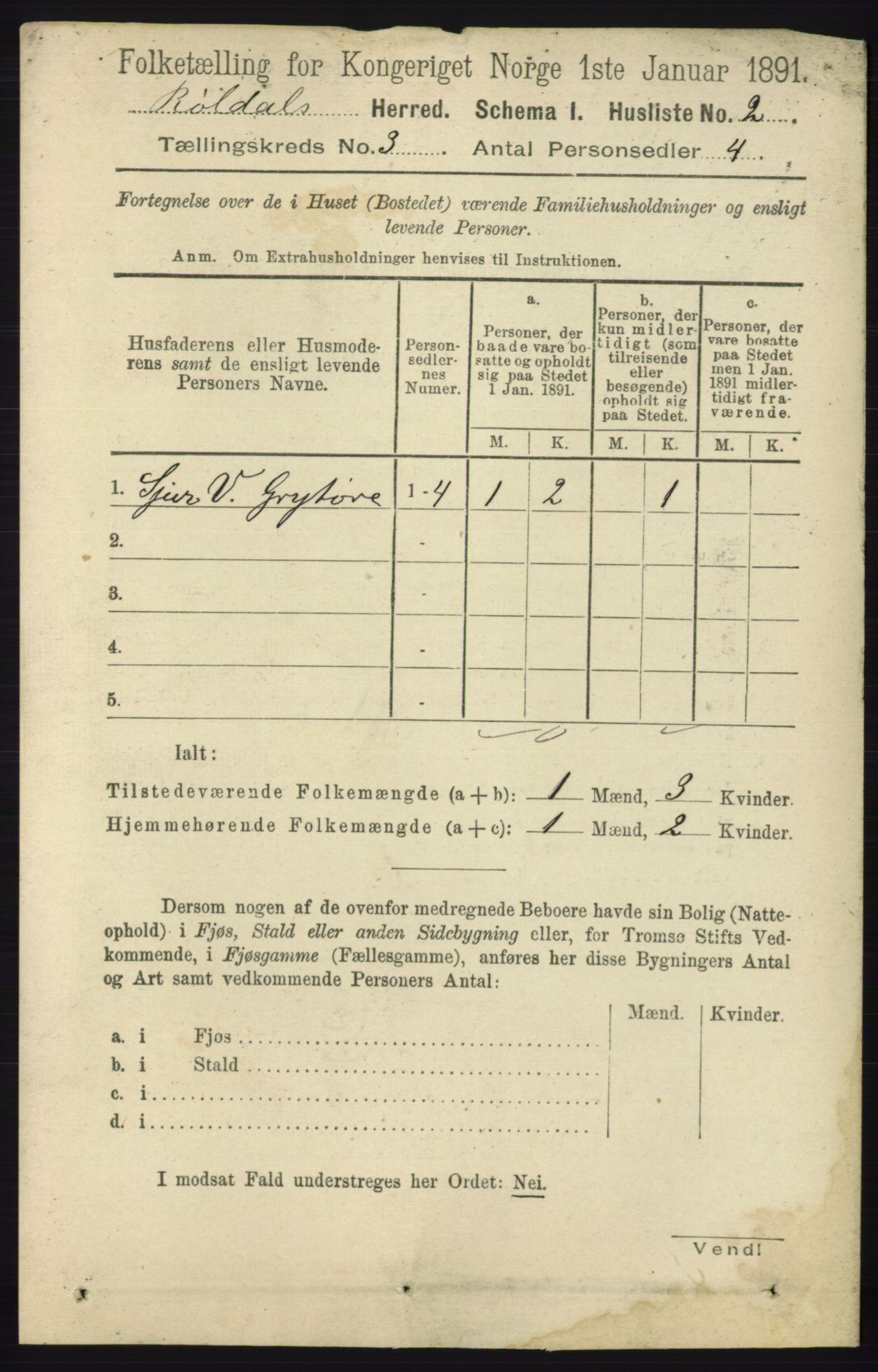 RA, Folketelling 1891 for 1229 Røldal herred, 1891, s. 853