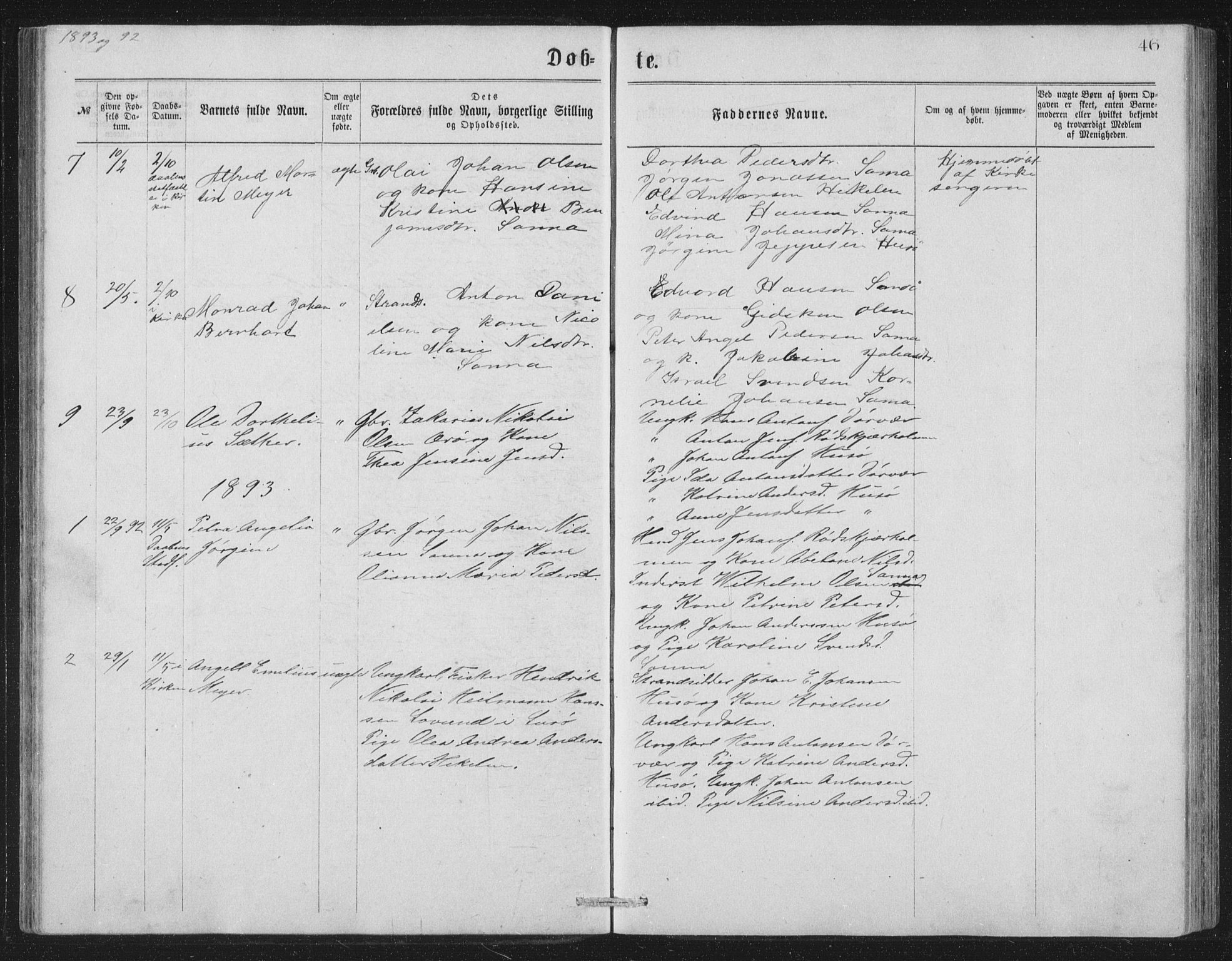 Ministerialprotokoller, klokkerbøker og fødselsregistre - Nordland, AV/SAT-A-1459/840/L0582: Klokkerbok nr. 840C02, 1874-1900, s. 46