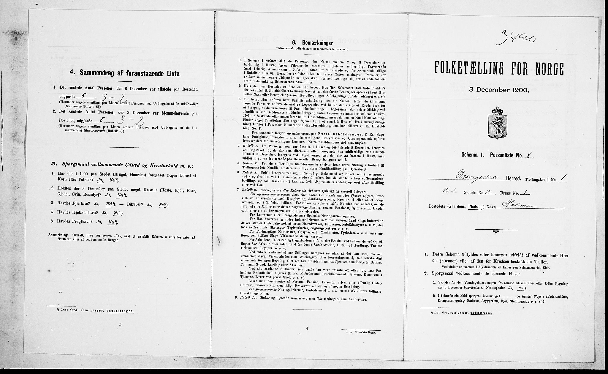SAKO, Folketelling 1900 for 0817 Drangedal herred, 1900, s. 122