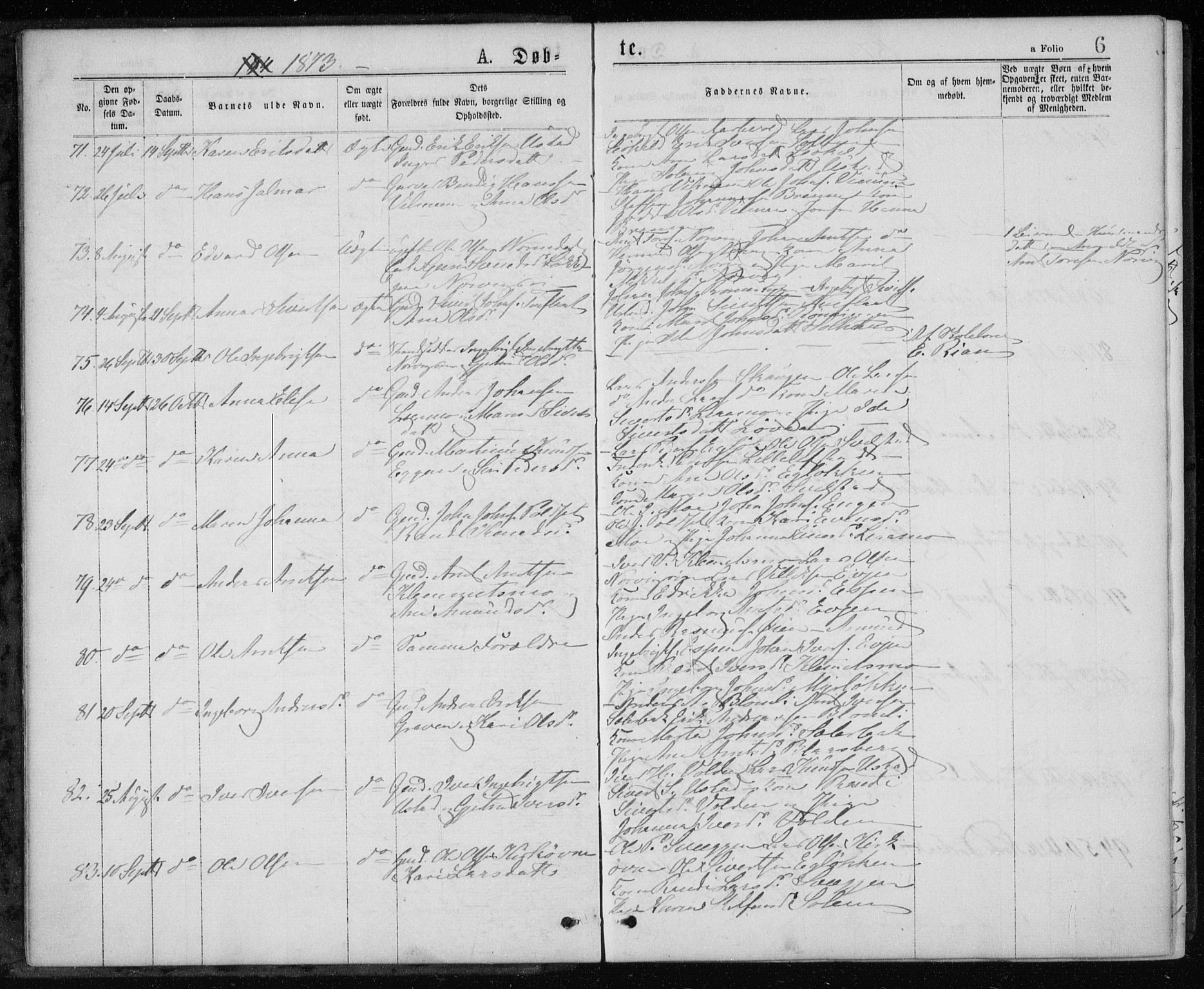 Ministerialprotokoller, klokkerbøker og fødselsregistre - Sør-Trøndelag, SAT/A-1456/668/L0817: Klokkerbok nr. 668C06, 1873-1884, s. 6