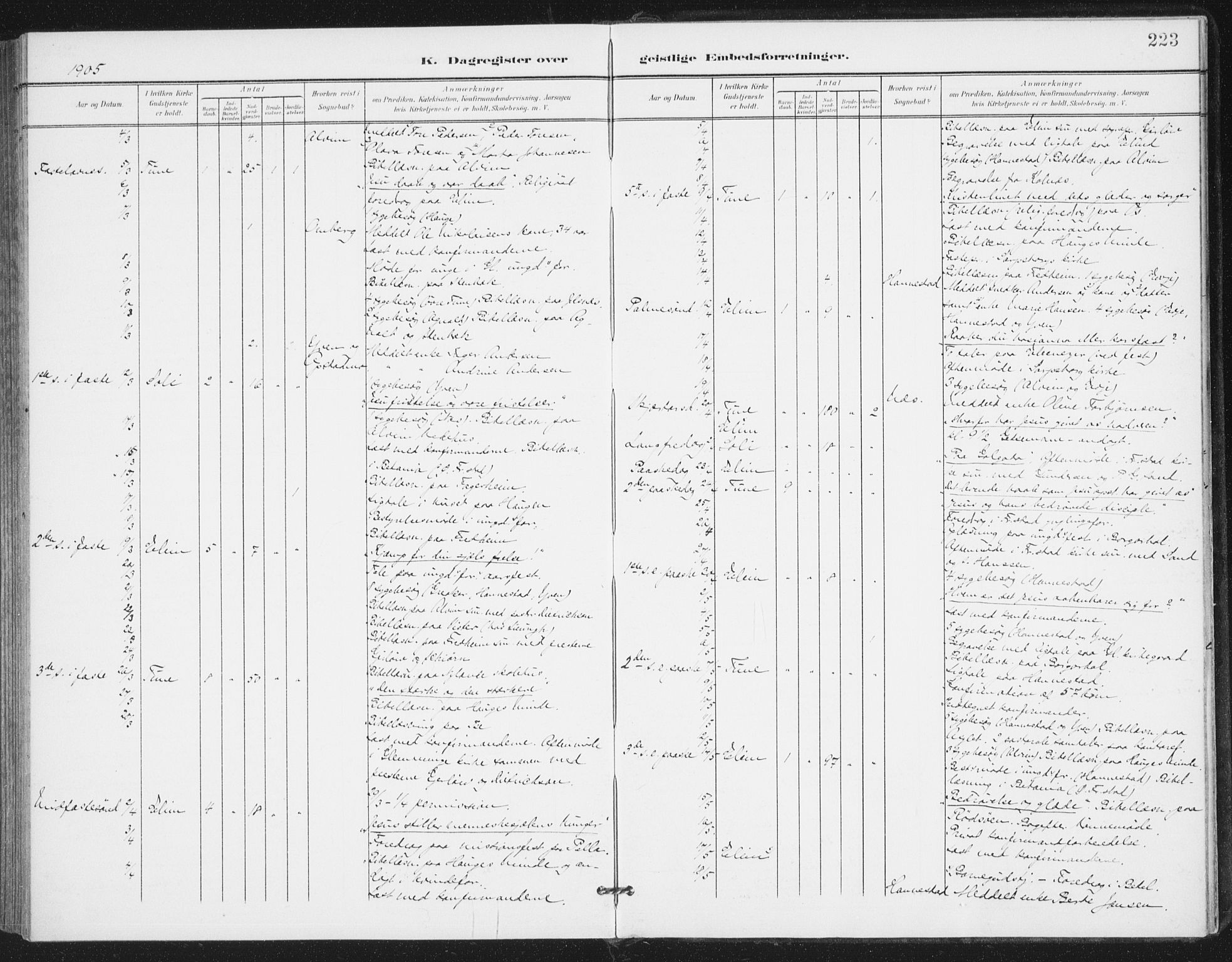 Rolvsøy prestekontor Kirkebøker, AV/SAO-A-2004/F/Fa/L0001: Ministerialbok nr. 1, 1901-1909, s. 223