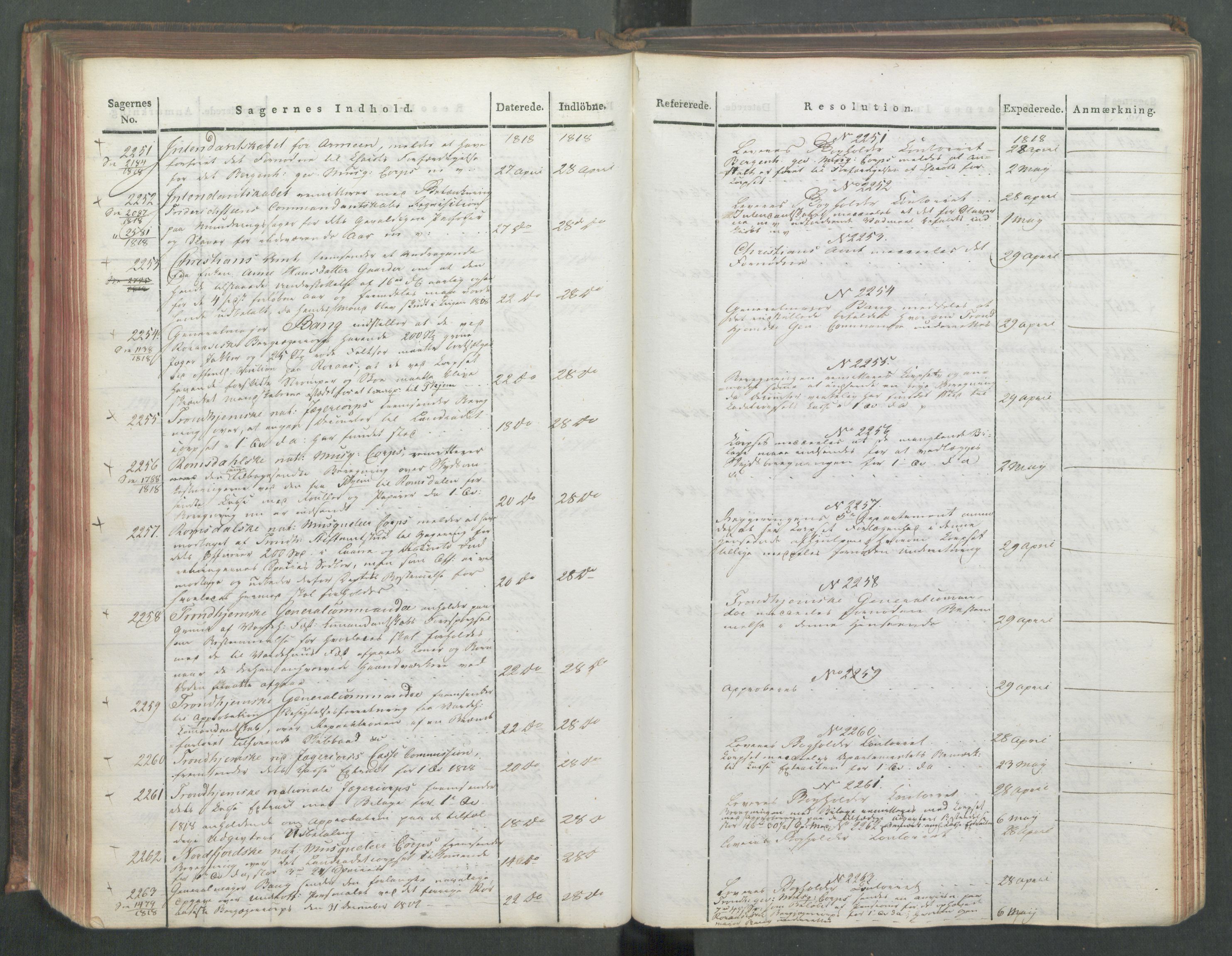 Armédepartementet, AV/RA-RAFA-3493/C/Ca/L0015: 6. Departements Journal, 1818