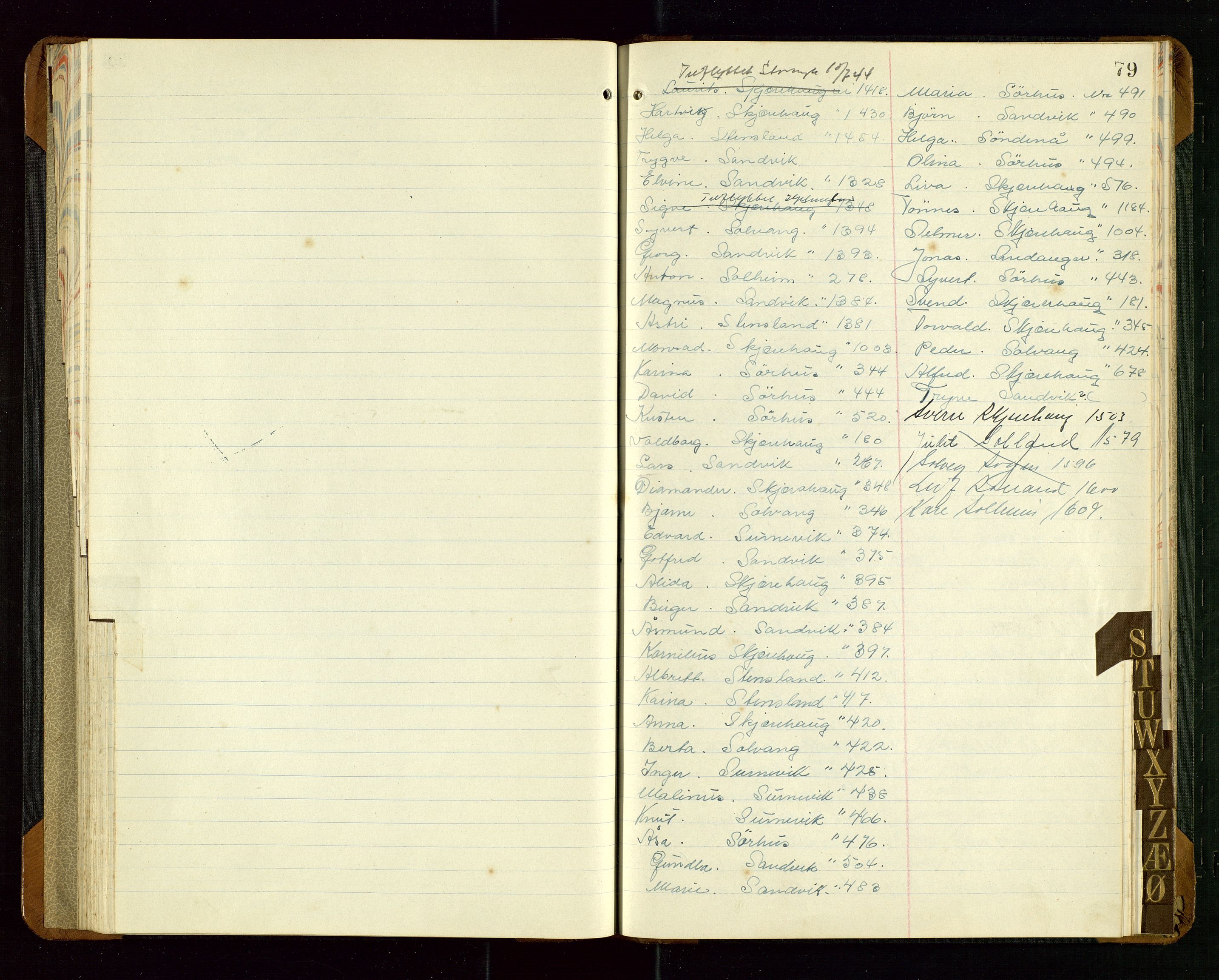 Jelsa lensmannskontor, SAST/A-100360/Goa/L0003: Brannforsikringsregister., 1846-1955, s. 79