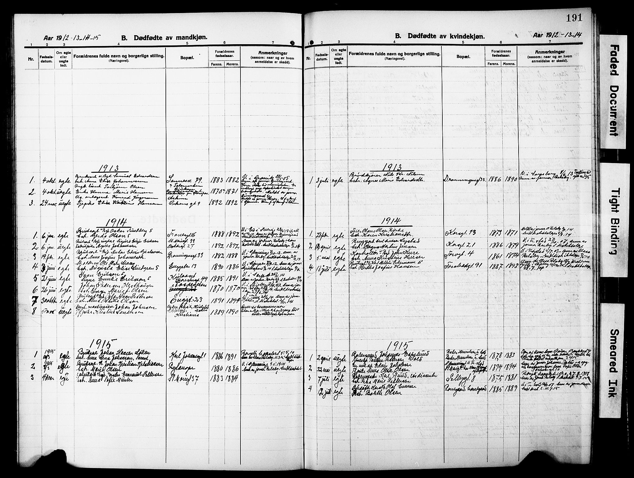 Sarpsborg prestekontor Kirkebøker, SAO/A-2006/G/Ga/L0002: Klokkerbok nr. 2, 1912-1931, s. 191