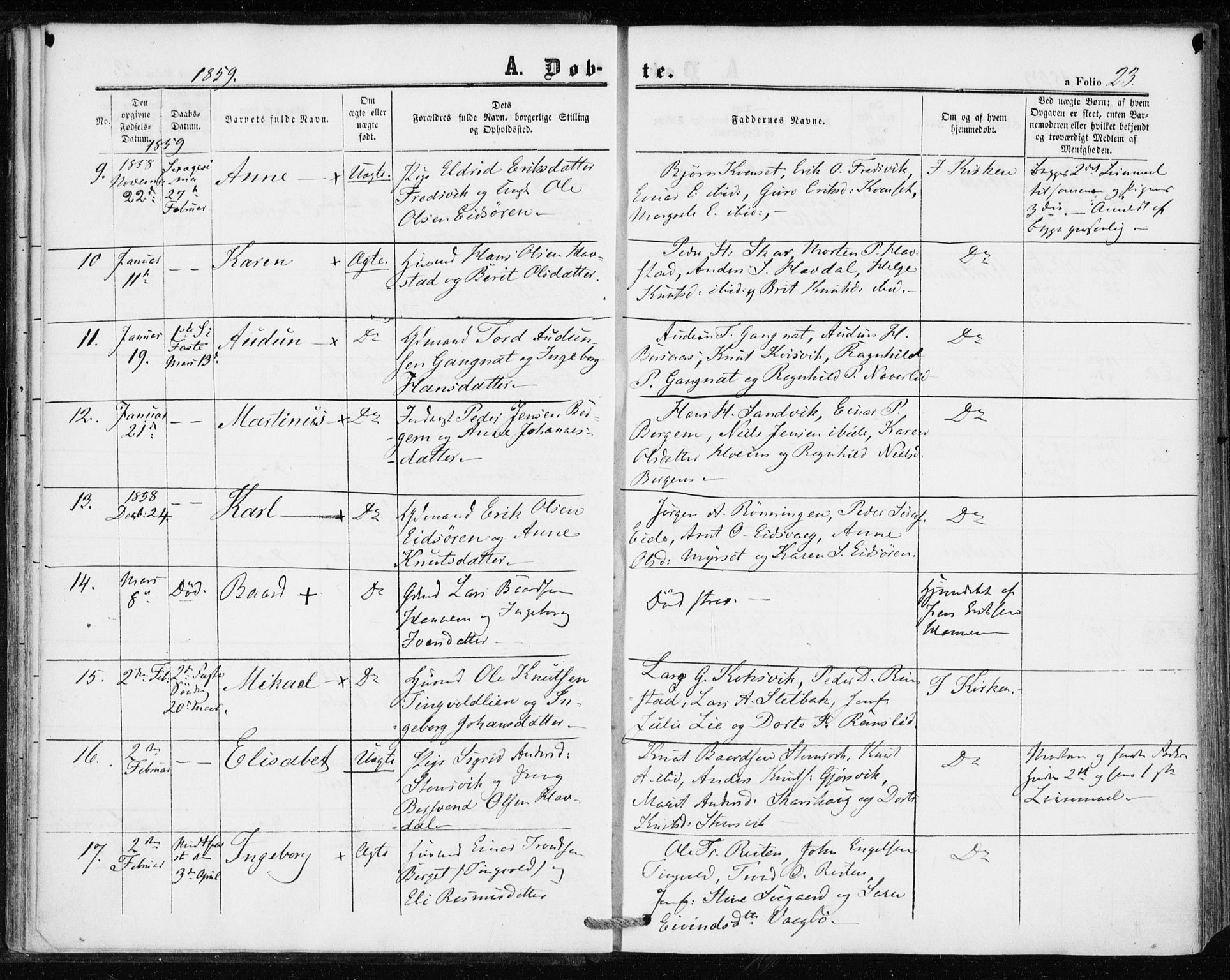 Ministerialprotokoller, klokkerbøker og fødselsregistre - Møre og Romsdal, AV/SAT-A-1454/586/L0985: Ministerialbok nr. 586A11, 1857-1866, s. 23