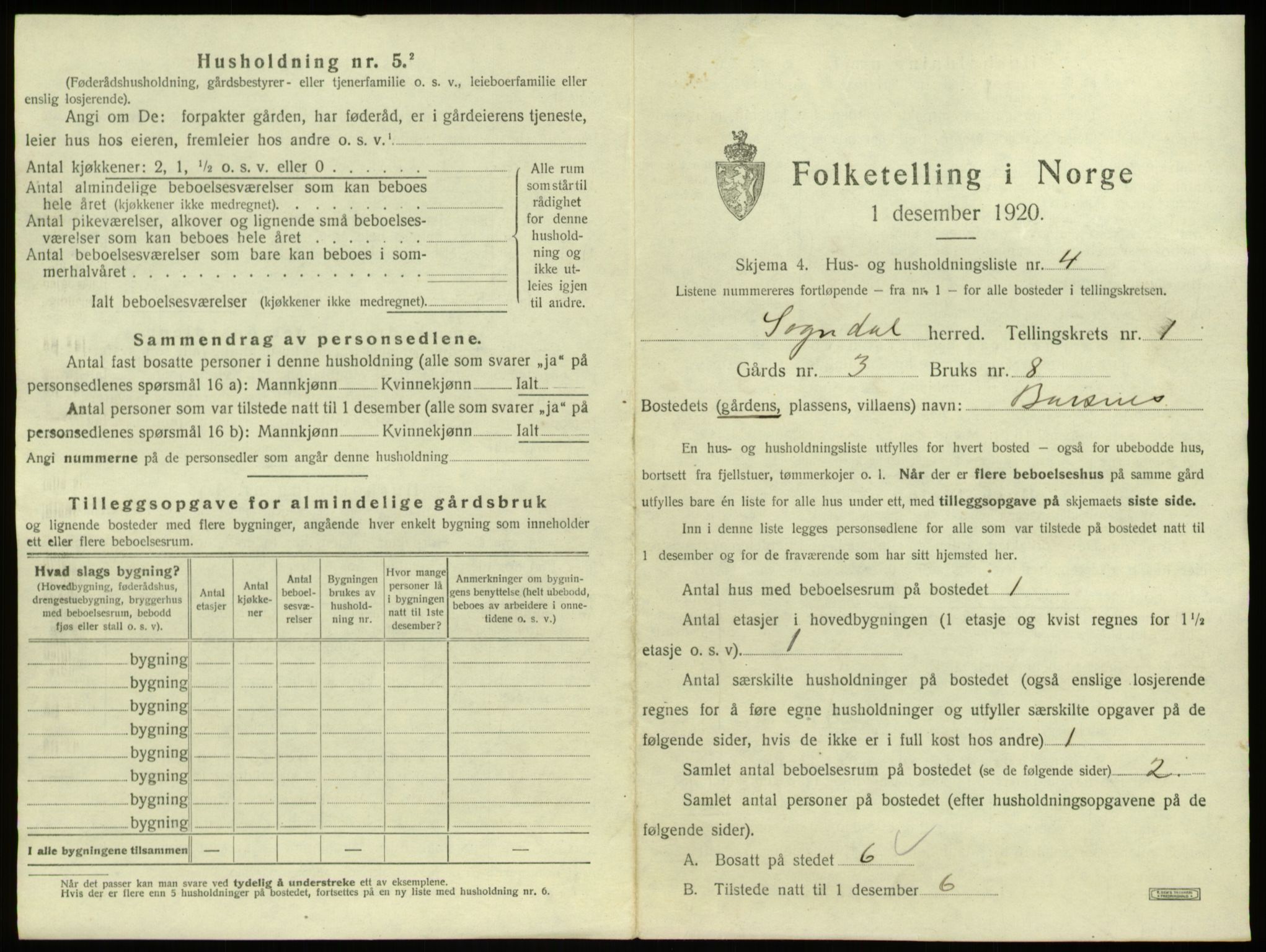 SAB, Folketelling 1920 for 1420 Sogndal herred, 1920, s. 81