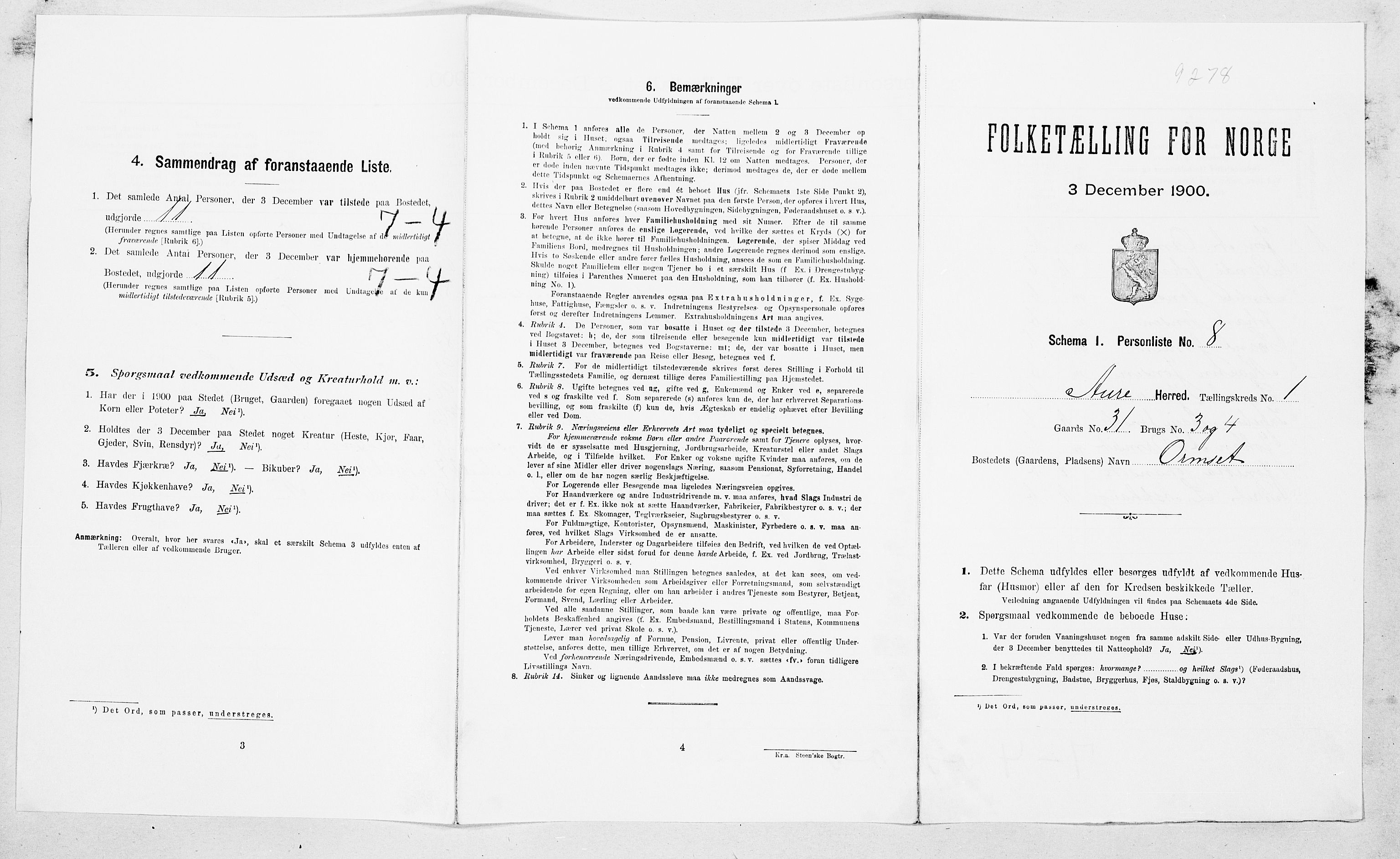SAT, Folketelling 1900 for 1569 Aure herred, 1900, s. 100