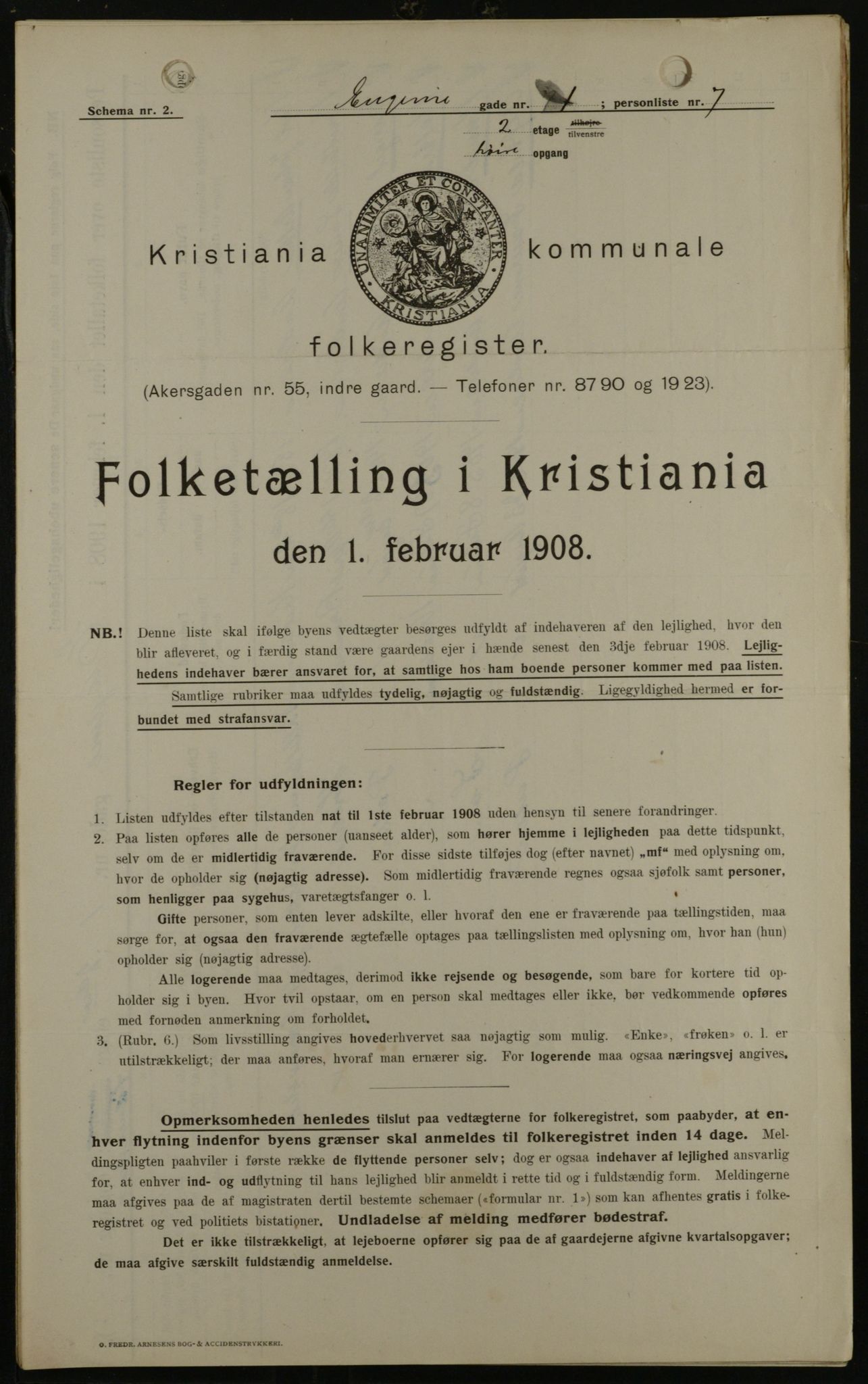 OBA, Kommunal folketelling 1.2.1908 for Kristiania kjøpstad, 1908, s. 20600