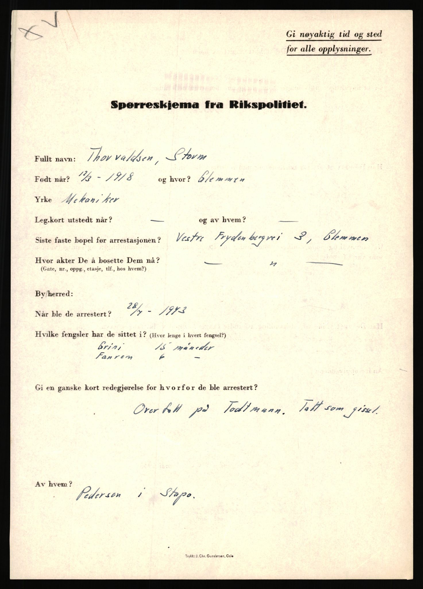 Rikspolitisjefen, AV/RA-S-1560/L/L0017: Tidemann, Hermann G. - Veum, Tjostolv, 1940-1945, s. 351