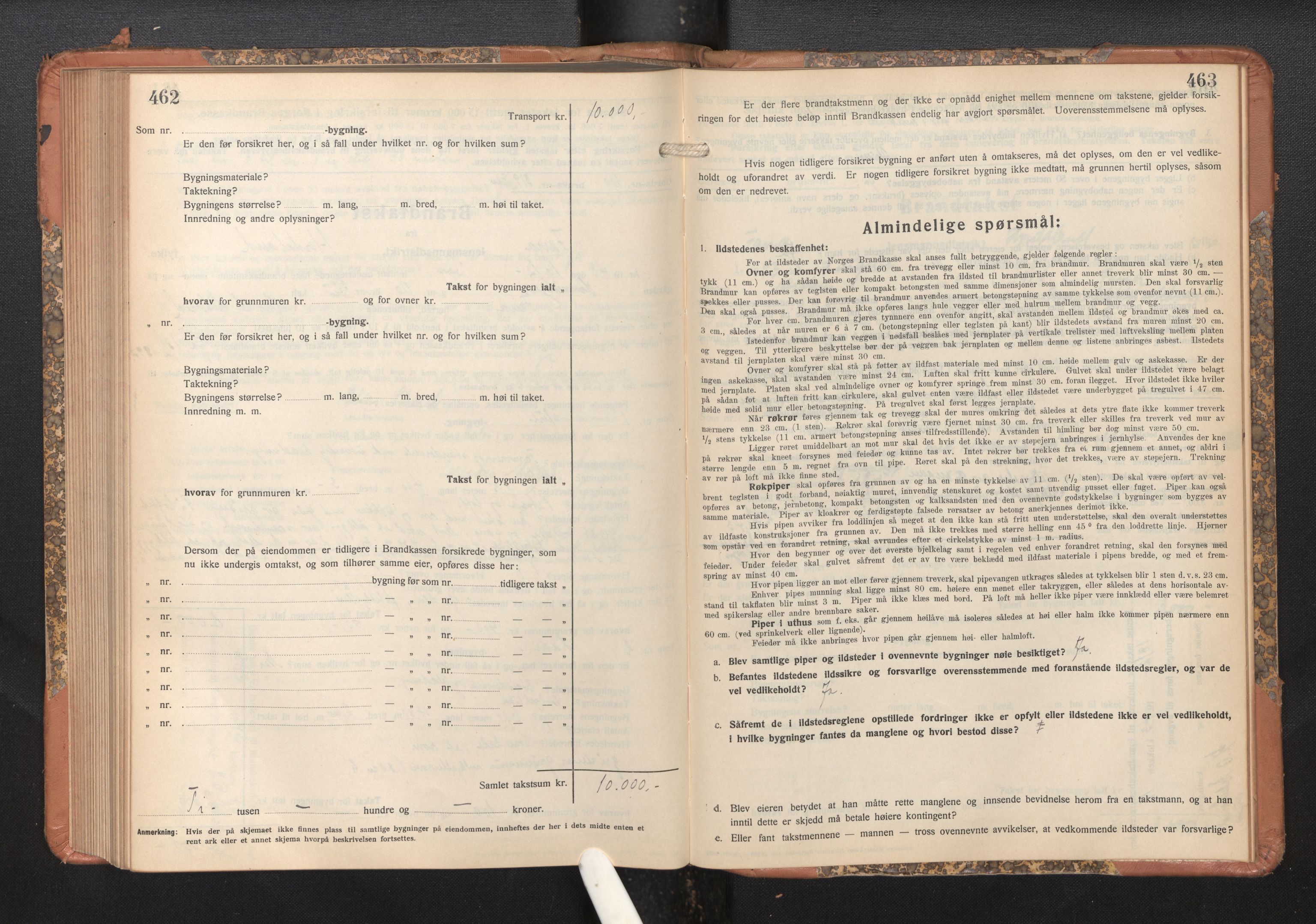 Lensmannen i Fana, SAB/A-31801/0012/L0024: Branntakstprotokoll skjematakst, 1935-1948, s. 462-463