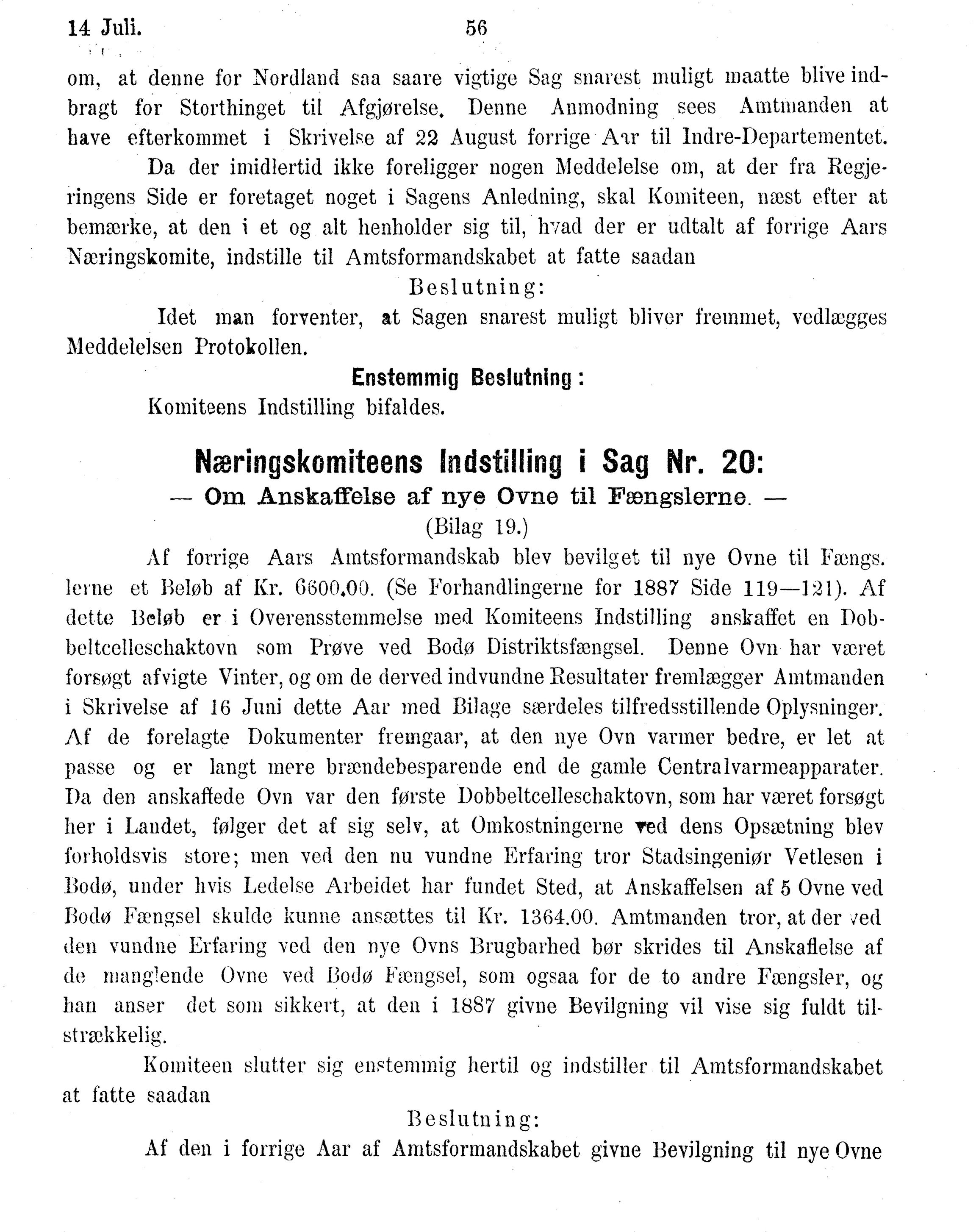 Nordland Fylkeskommune. Fylkestinget, AIN/NFK-17/176/A/Ac/L0015: Fylkestingsforhandlinger 1886-1890, 1886-1890