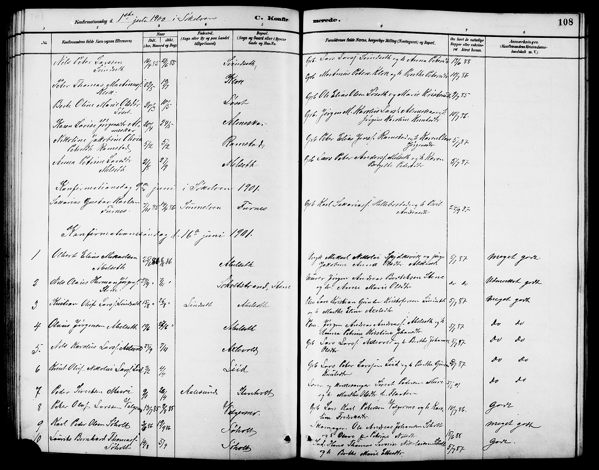 Ministerialprotokoller, klokkerbøker og fødselsregistre - Møre og Romsdal, SAT/A-1454/522/L0327: Klokkerbok nr. 522C06, 1890-1915, s. 108