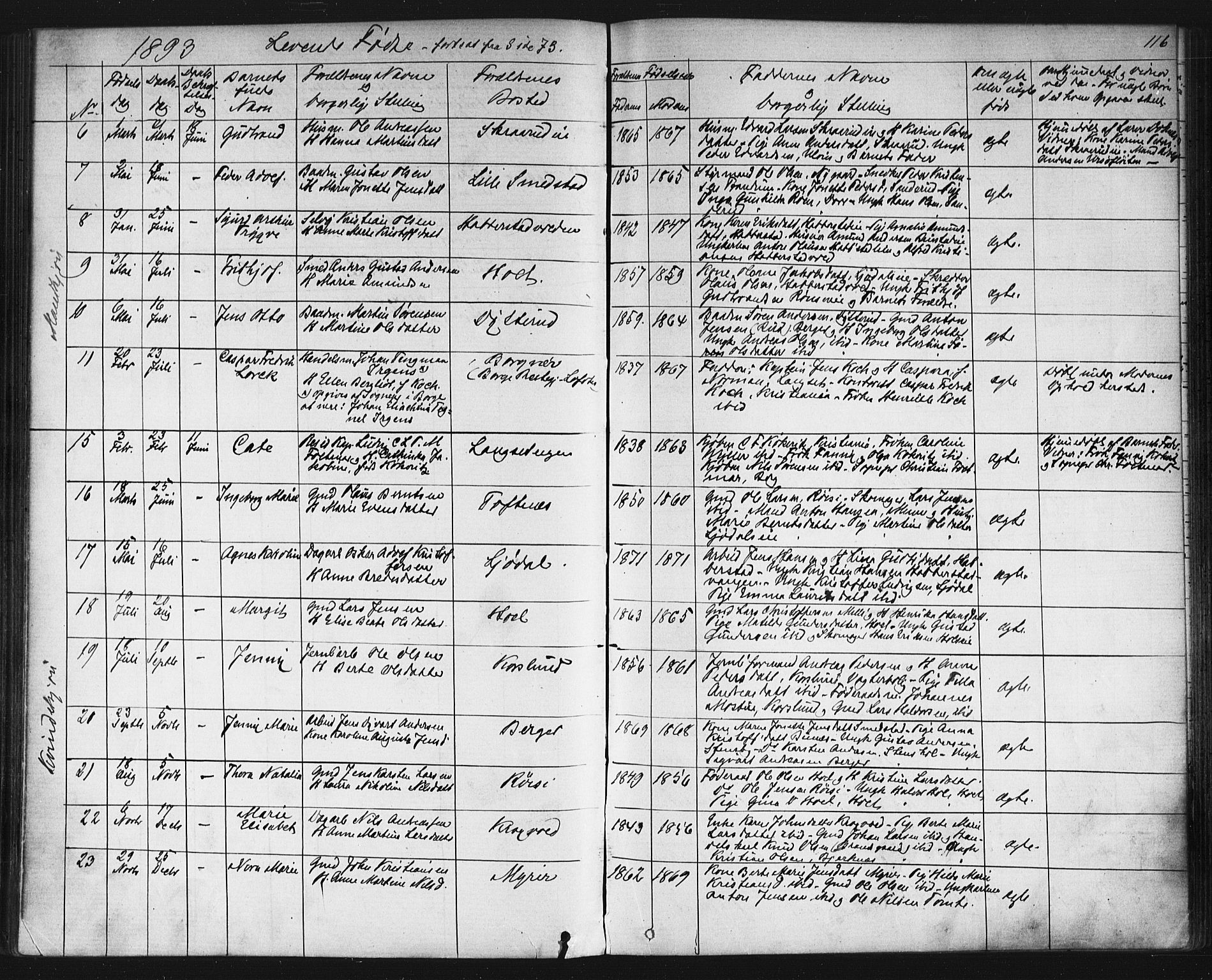 Eidsvoll prestekontor Kirkebøker, AV/SAO-A-10888/G/Gb/L0002: Klokkerbok nr. II 2, 1877-1897, s. 116