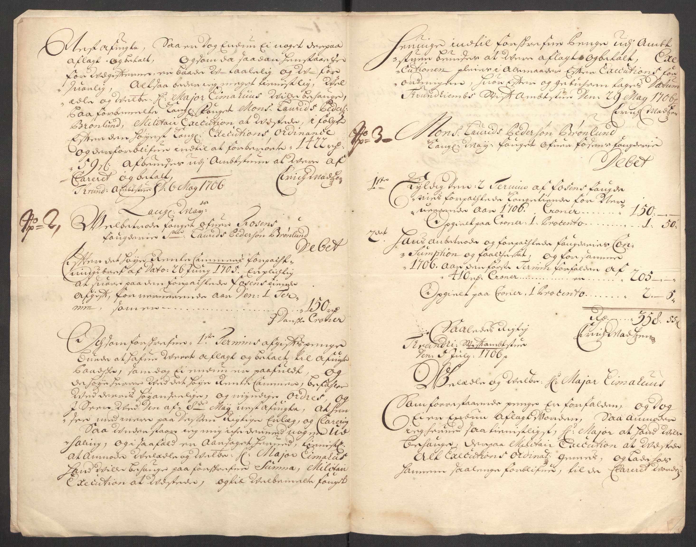 Rentekammeret inntil 1814, Reviderte regnskaper, Fogderegnskap, RA/EA-4092/R57/L3857: Fogderegnskap Fosen, 1706-1707, s. 266