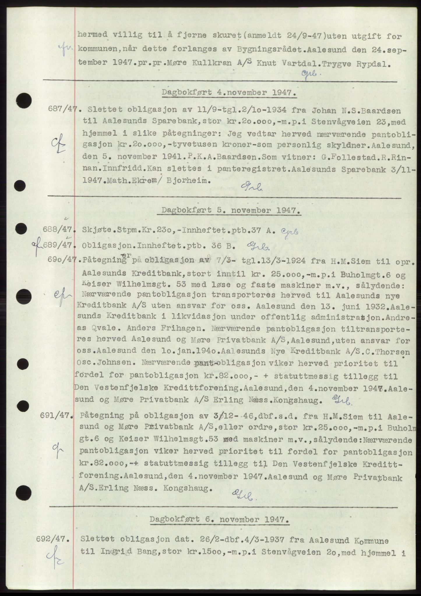 Ålesund byfogd, AV/SAT-A-4384: Pantebok nr. C34-35, 1946-1950, Dagboknr: 687/1947